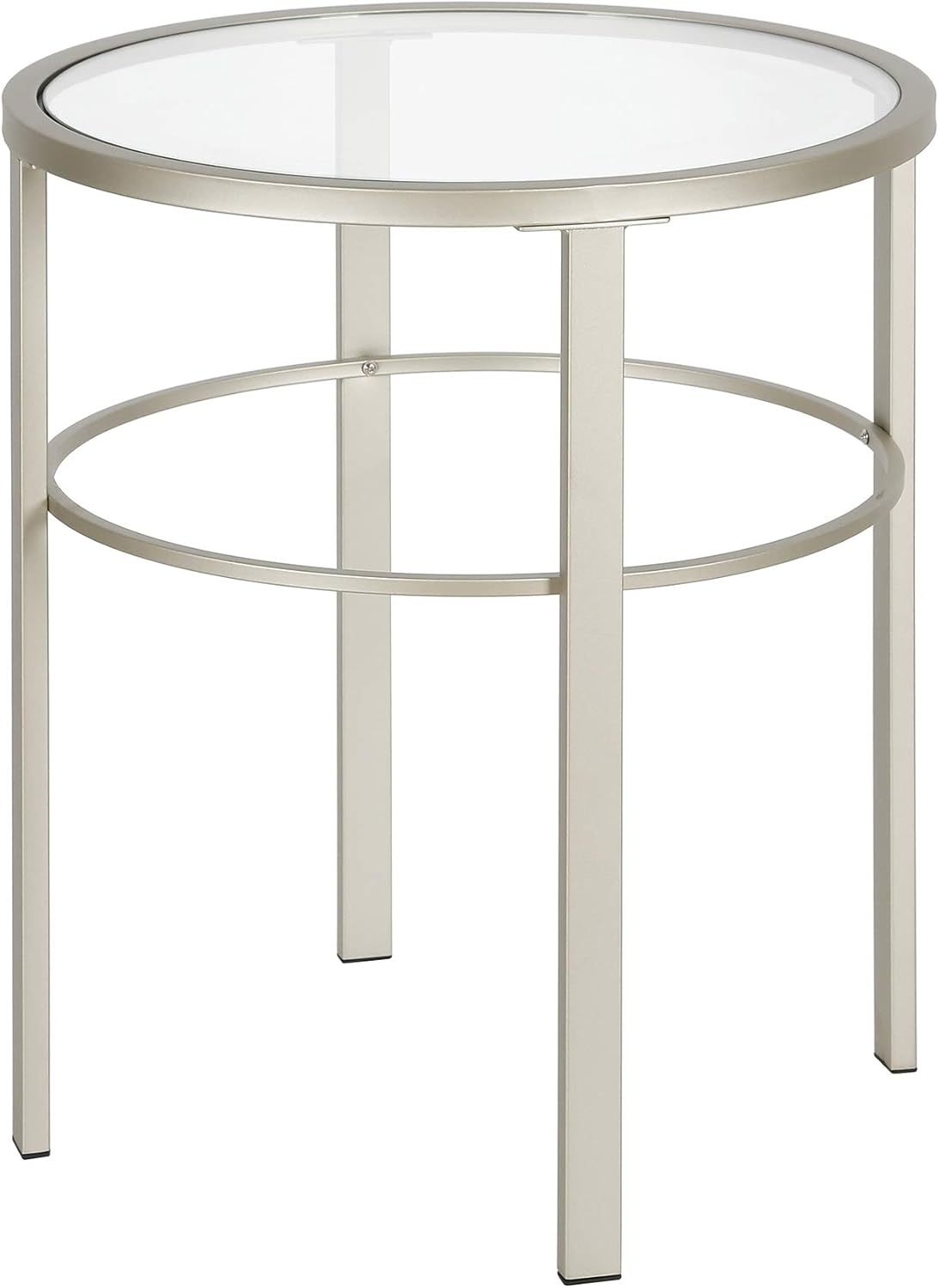 Evelyn&Zoe Gaia 20" Wide Round Side Table, Satin Nickel