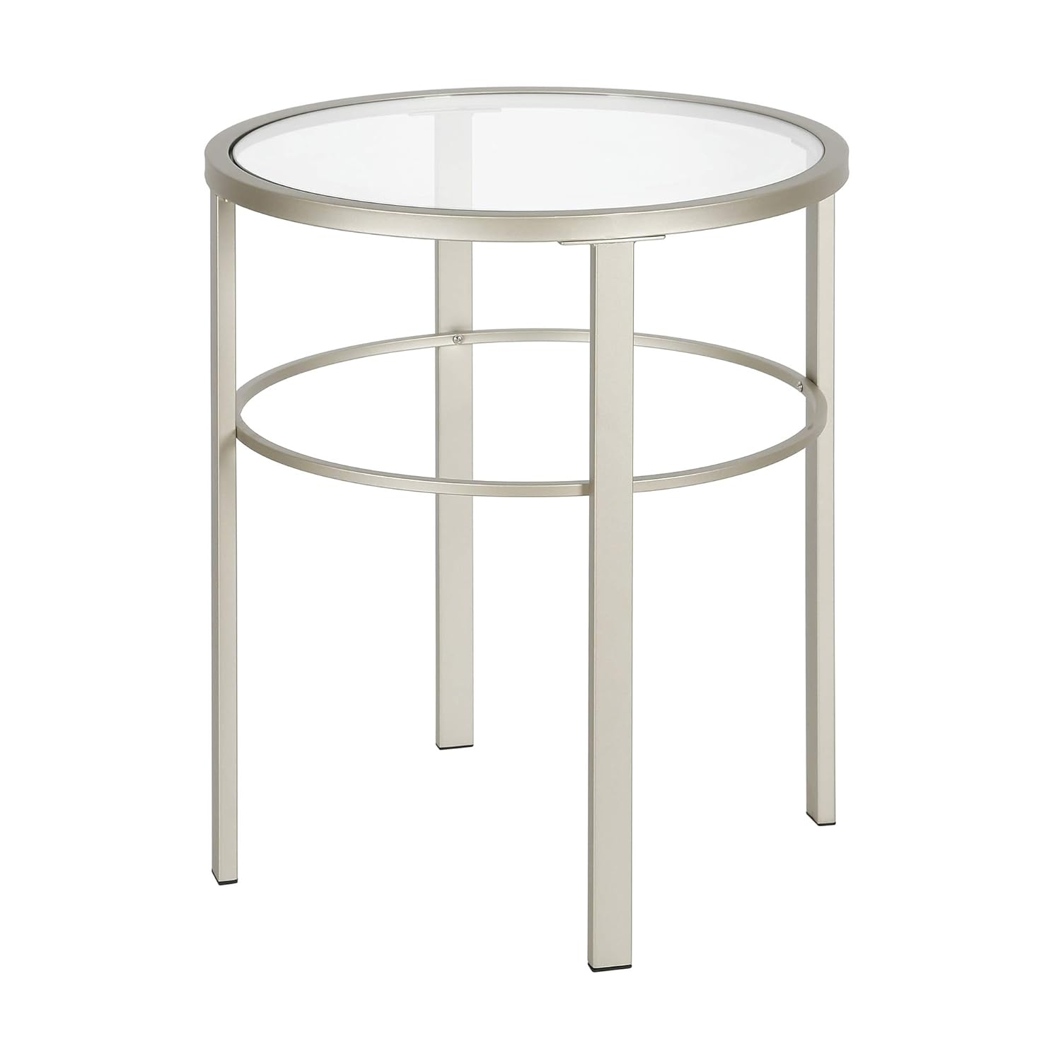 Evelyn&Zoe Gaia 20" Wide Round Side Table, Satin Nickel