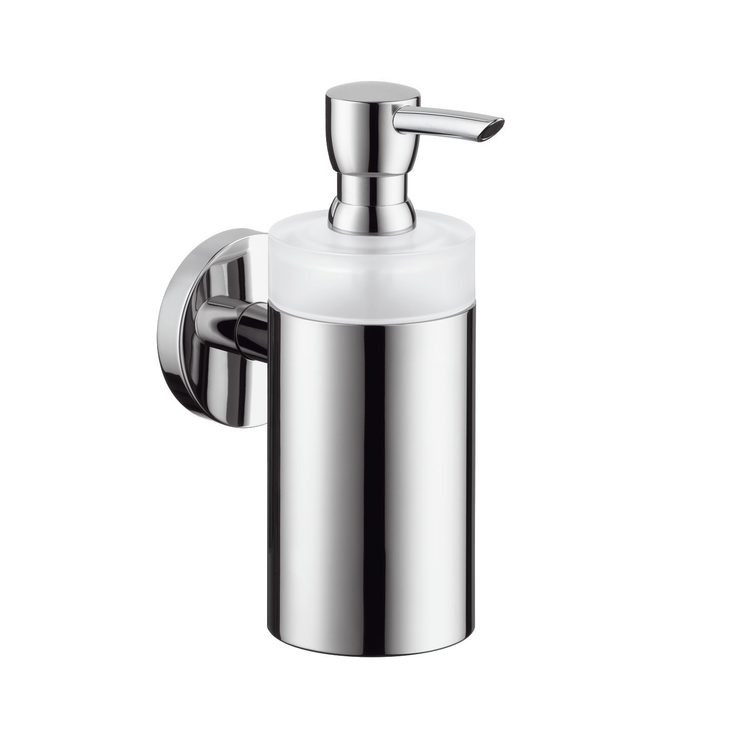 Modern Chrome Wall-Mounted Soap Dispenser with Glass Container
