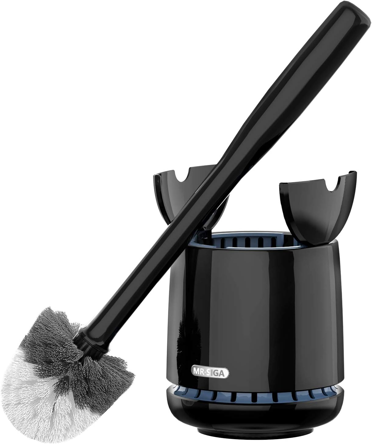 MR.Siga Toilet Bowl Brush and Holder, with Solid Handle and Durable Bristles for Bathroom Cleaning, Black, 1 Pack