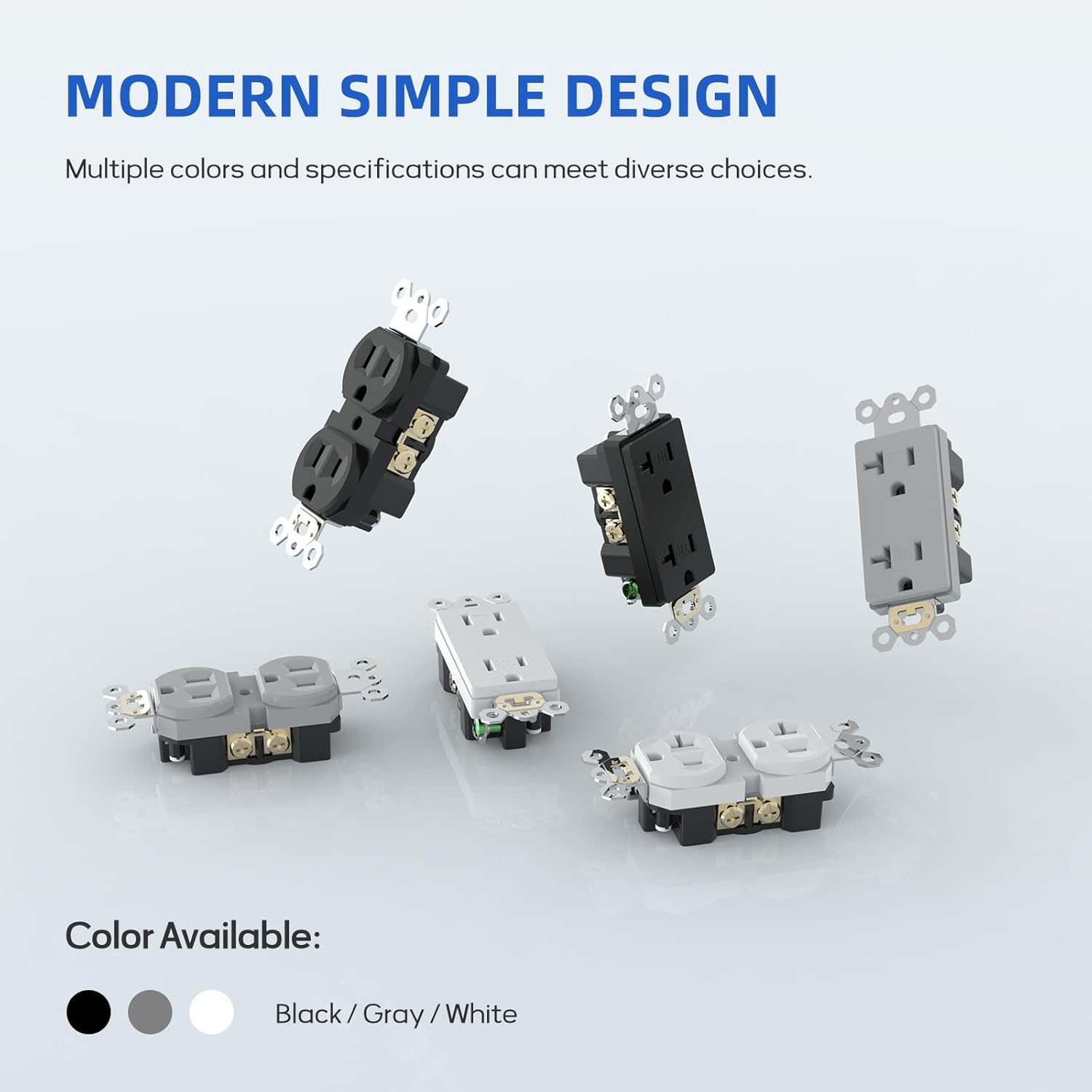 Maxxima Tamper Resistant Duplex Receptacle - Standard Decorative Electrical Wall Outlet 15A White, 3 Prong Outlet, Easy Install, Ideal for Contractors or Residential Use, UL Listed - 10 Pack