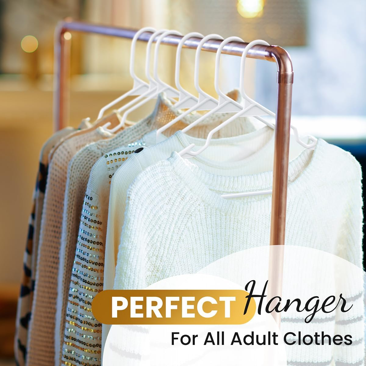 200 Pack Plastic Hanger for Shirt Pants Coats Dresses Skirts Suits Jackets - Standard Thick Coat Hanger - Sturdy & Durable Design with Shoulder Grooves Hook - White