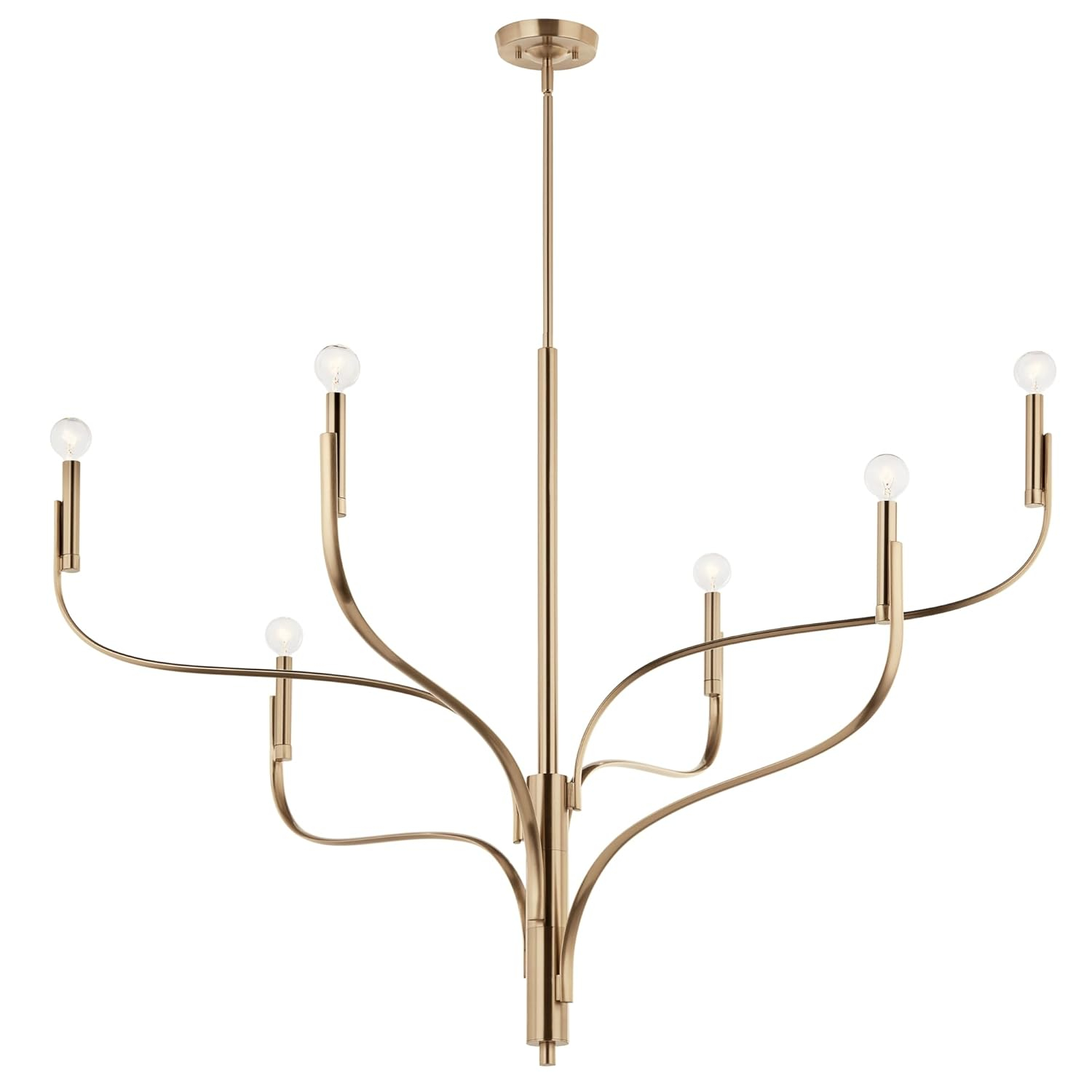 KICHLER Livadia 6-Light Chandelier, Soft Modern-Light in Champagne Bronze, for Foyer, Great Room, or Vaulted Dining or Bedroom (33.25" x 47.25"), 52674CPZ