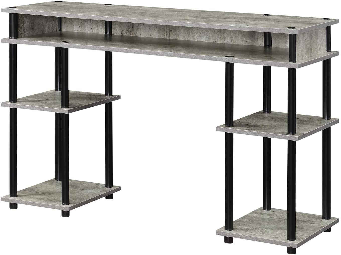 Convenience Concepts Designs2Go 30" Tall No Tools Student Desk with Shelves, Faux Birch/Black