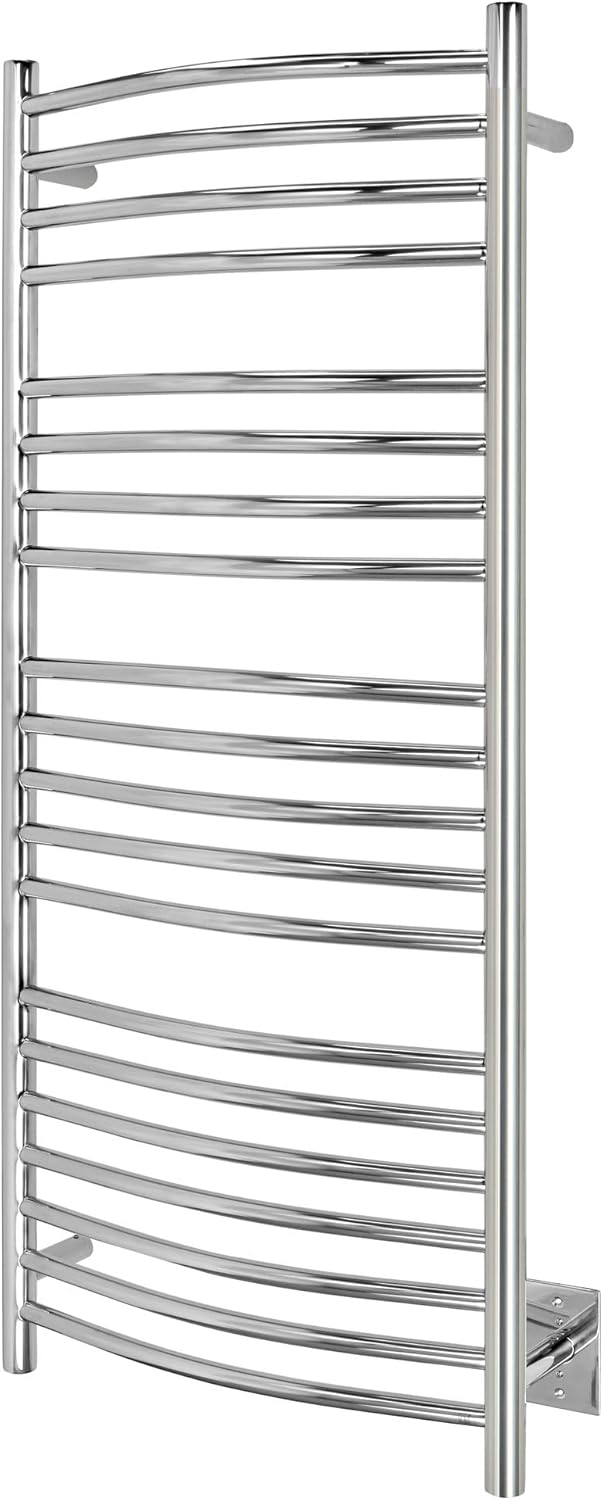Heated Towel Rack, 20-Bar Wall Mounted Towel Warmer Polished Stainless Steel for Luxury Spa-Like Comfort in Your Bathroom, Electric Hardwired 190 W (WarmlyYours Bellagio)