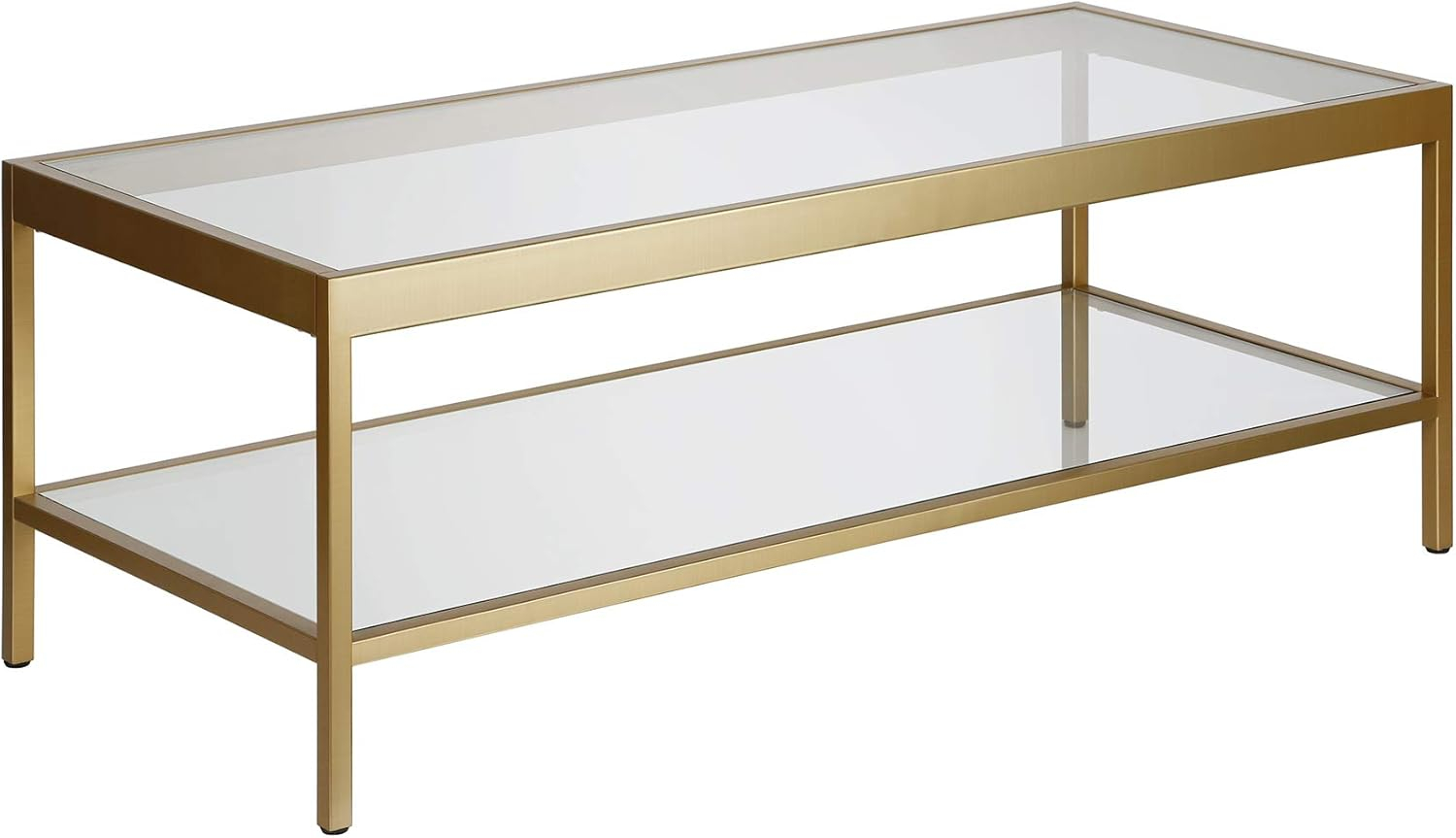 Evelyn&Zoe Alexis 45" Wide Rectangular Coffee Table, Brass