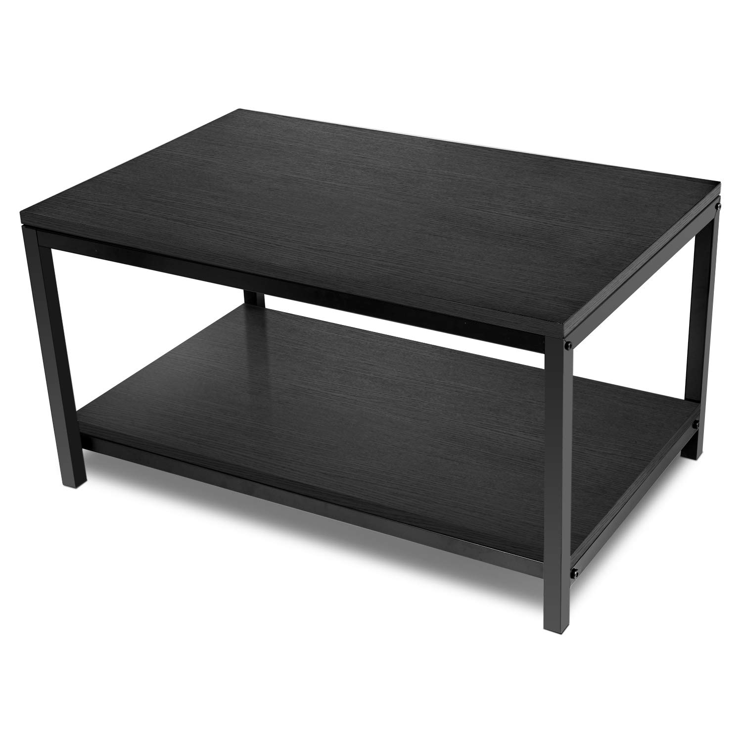 Homiyad Storage Shelf for Living Room and Office, Easy Assembly, Black (Home Coffee Table), 31X20X16 Inch