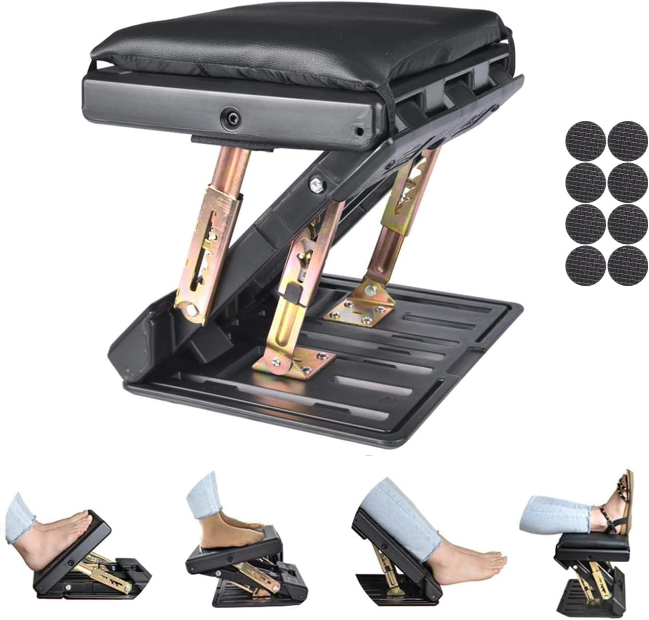 Foot Rest for Under Desk at Work 4-Level Height Adjustable, Ergonomic Foldable Footrest for Office, Gaming,Computer, Soft & Removable Pad Desk Foot Stool Suitable for All Seasons
