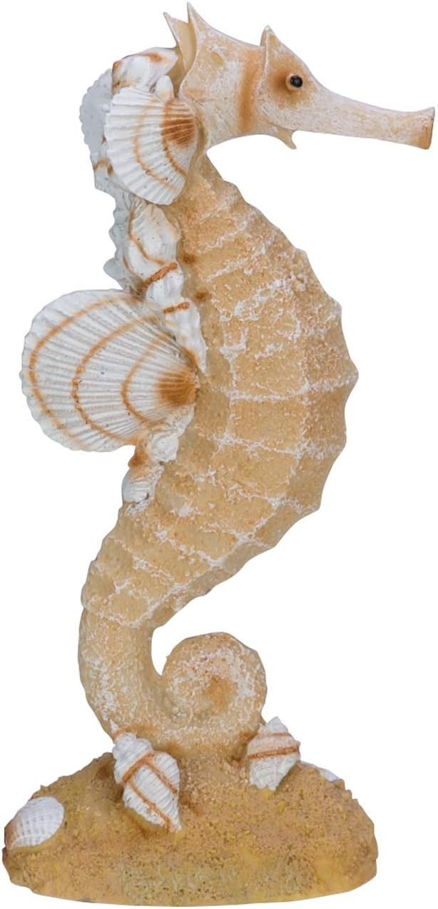 Beachcombers 1 X Resin Single Seahorse with Sand and Shells - Beach Decor,Gold
