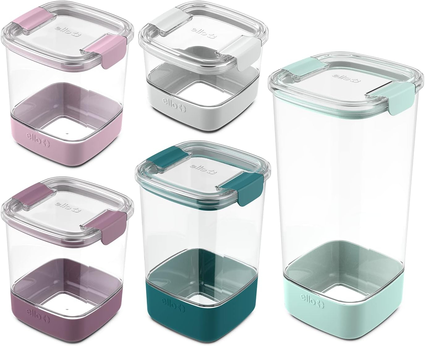 Ello Mixed Color Plastic Airtight Food Storage Canisters Set of 5