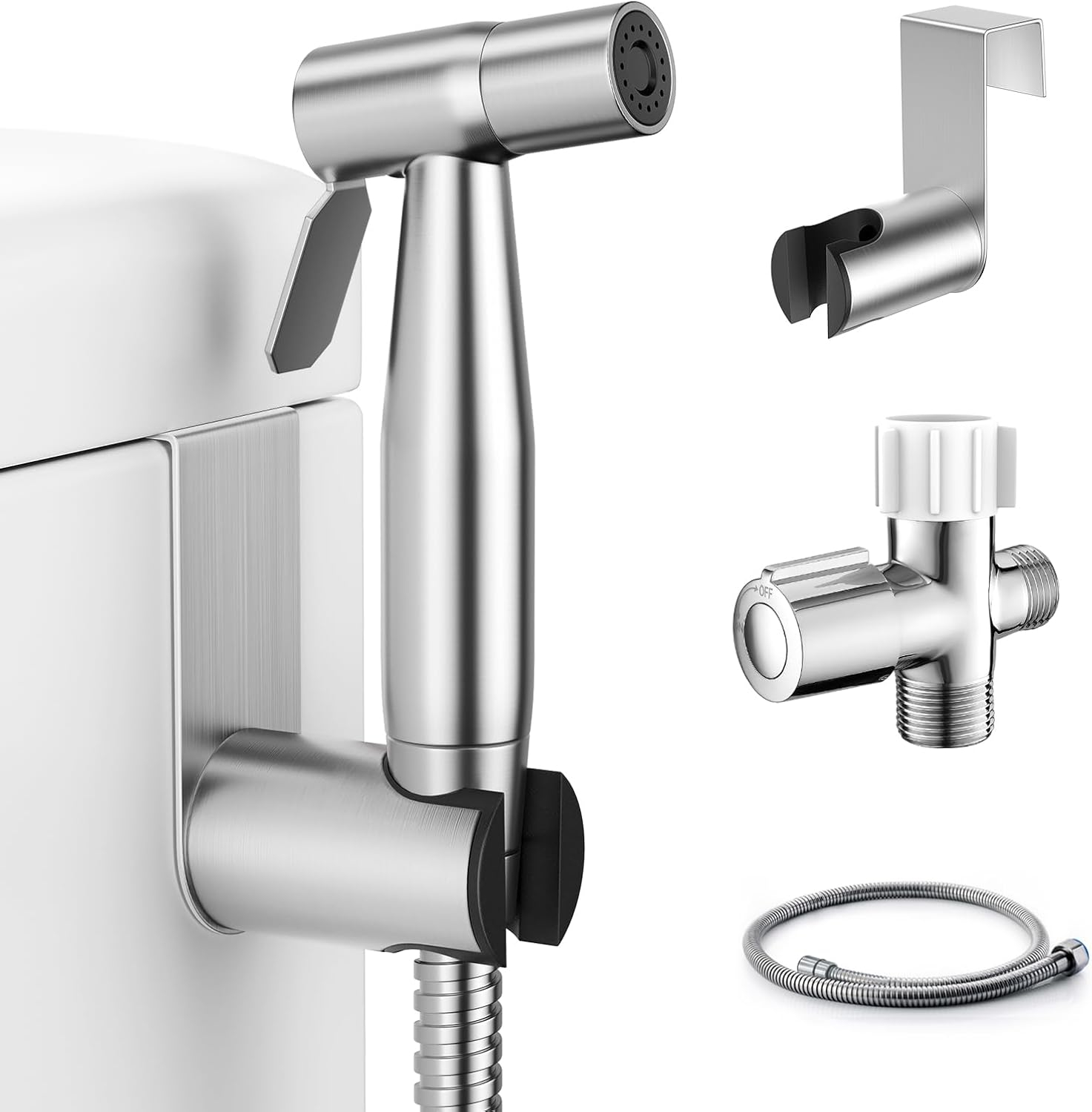 Handheld Bidet Sprayer for Toilet, Muslim Shower Water Jet Spray for Toilet, Bidet Faucet Cloth Diaper Sprayer for Baby Wash, Adjustable Water Pressure with Bidet Hose for Feminine Wash