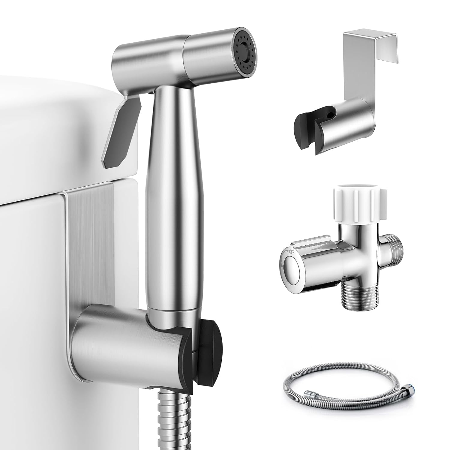 Handheld Bidet Sprayer for Toilet, Muslim Shower Water Jet Spray for Toilet, Bidet Faucet Cloth Diaper Sprayer for Baby Wash, Adjustable Water Pressure with Bidet Hose for Feminine Wash