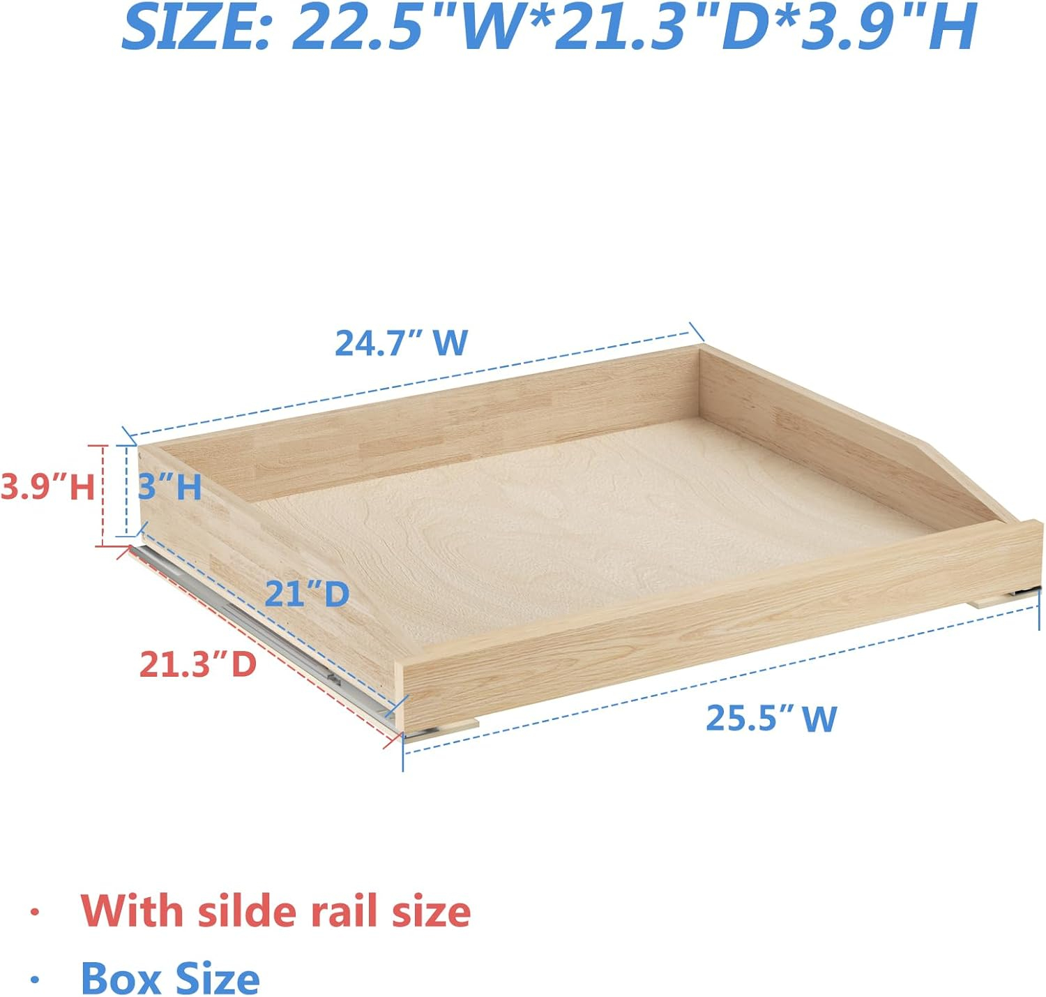 LOVMOR Single Pull Out Cabinet Organizer 25½”W x 21”D, Soft Close Slide Out Drawer Storage Shelves for Kitchen, Wood Cabinet Shelf Pull-Out Organizer Storage for Base Cabinets