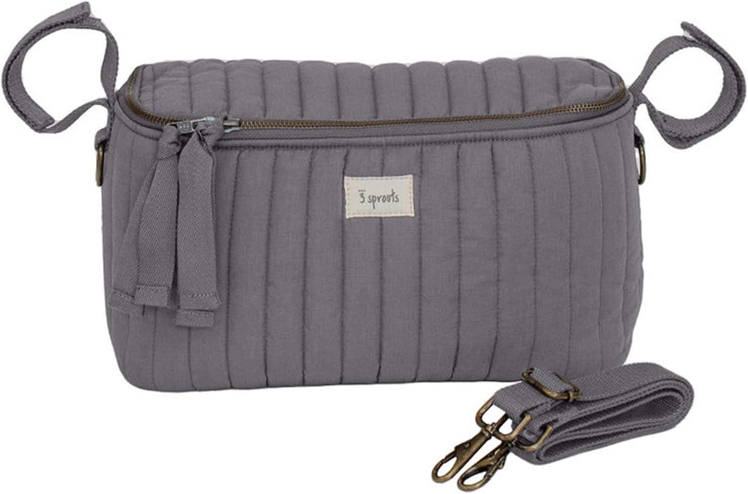 3 Sprouts Universal Quilted Stroller Caddy Organizer with 2 Cup Holders and Adjustable Shoulder Strap in Mustard