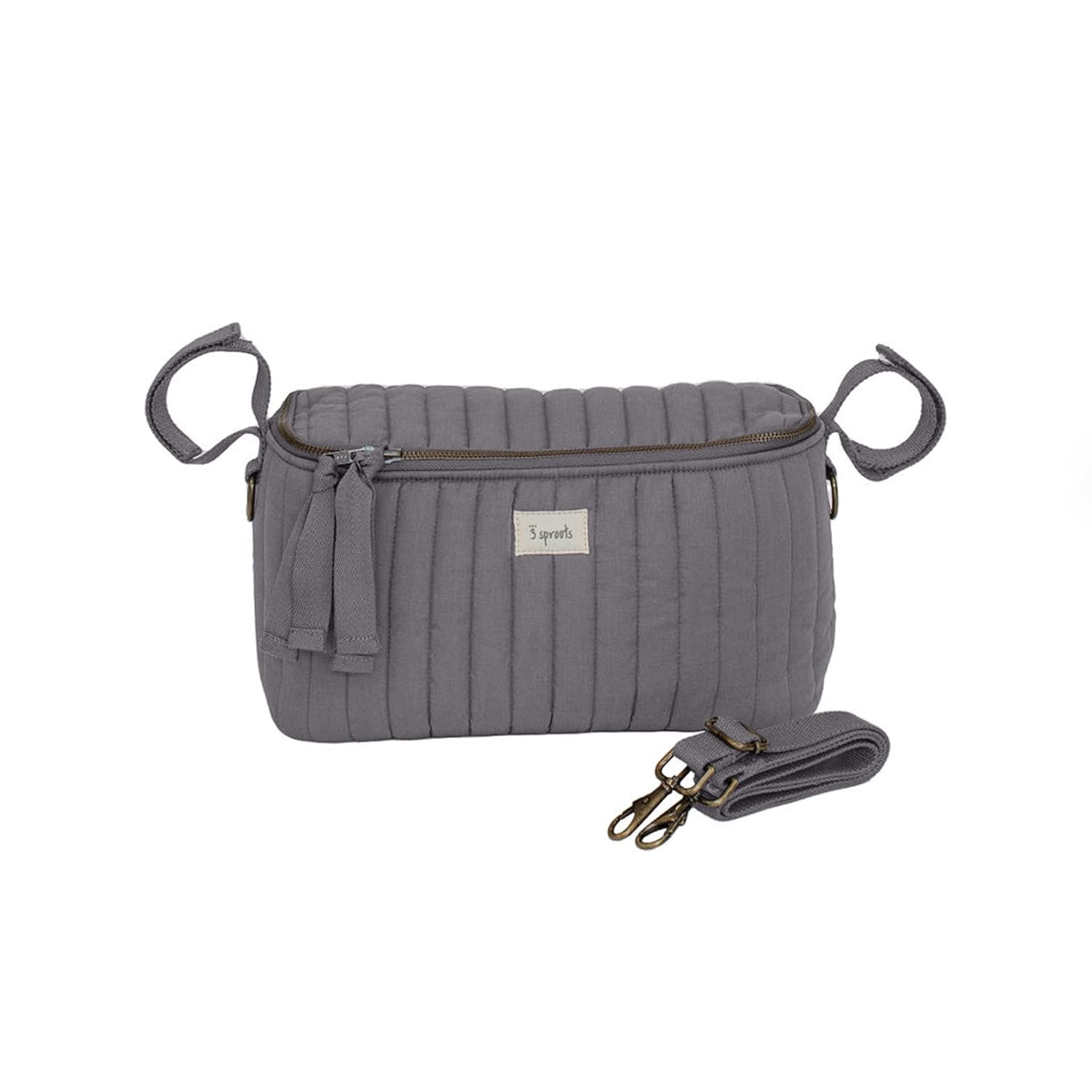 3 Sprouts Universal Quilted Stroller Caddy Organizer with 2 Cup Holders and Adjustable Shoulder Strap in Mustard