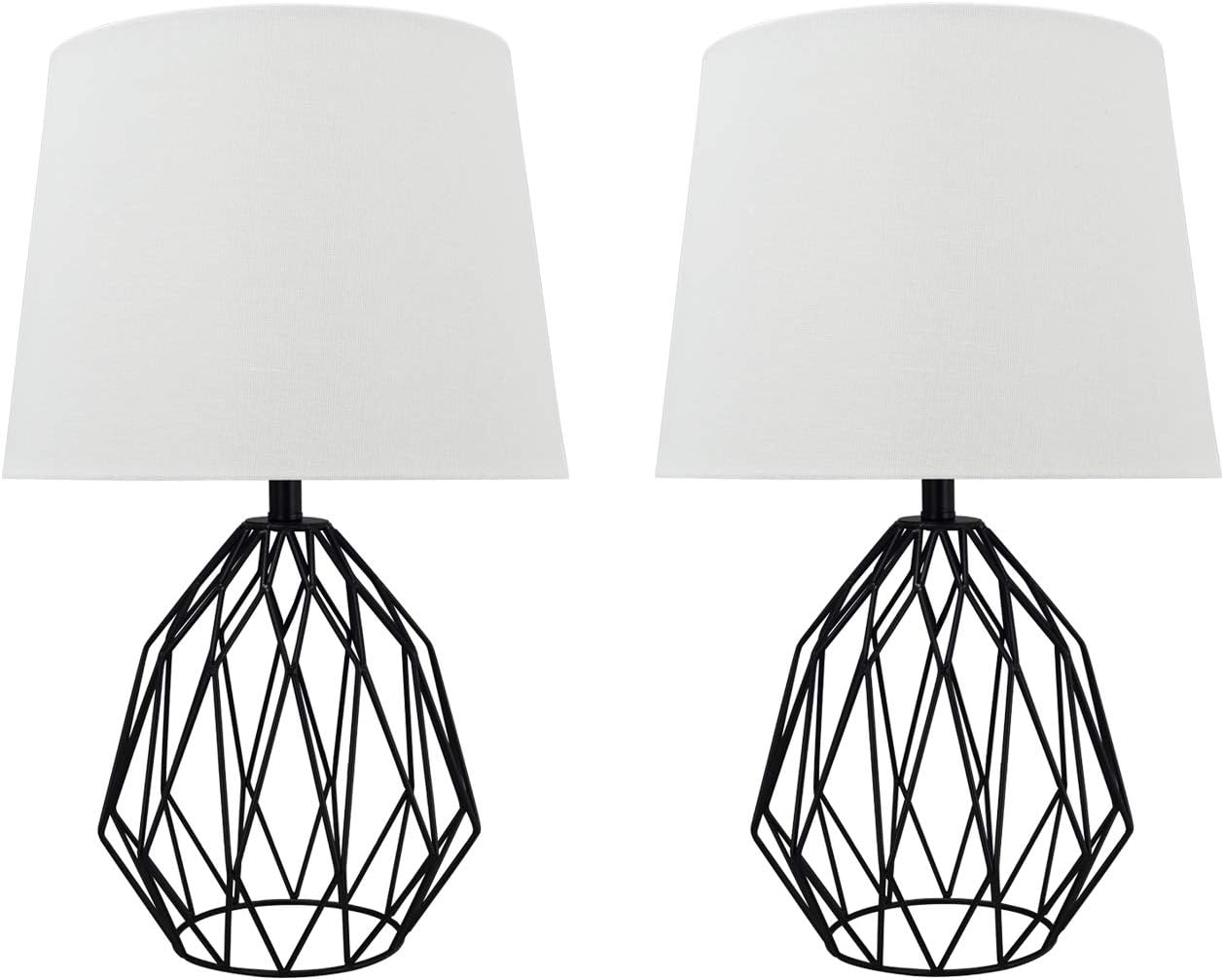 Aspen Creative 40158-12, 22" H Metal Wire Table Lamp in Matte Black with Empire Lamp Shade in Cream