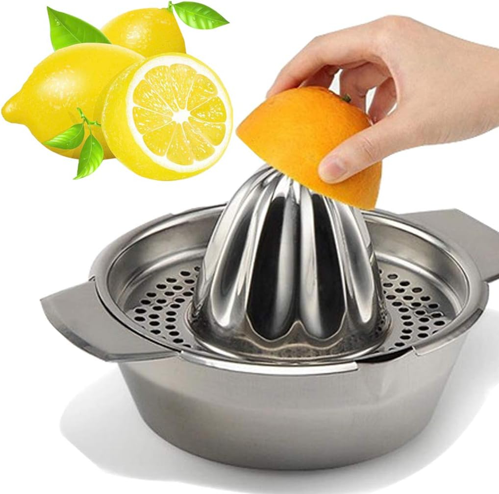Portable Stainless Steel Citrus Juicer with Bowl Container