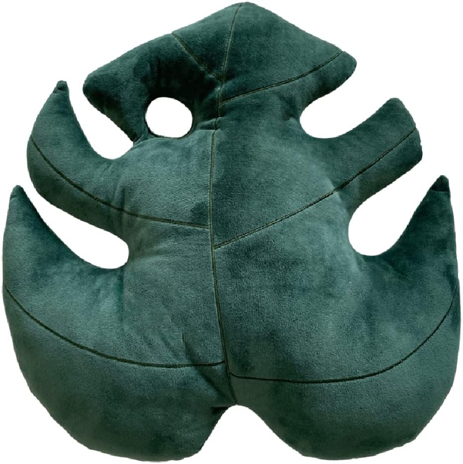 Green Philosophy Co. Monstera Deliciosa Leaf Pillow - Deep Forest