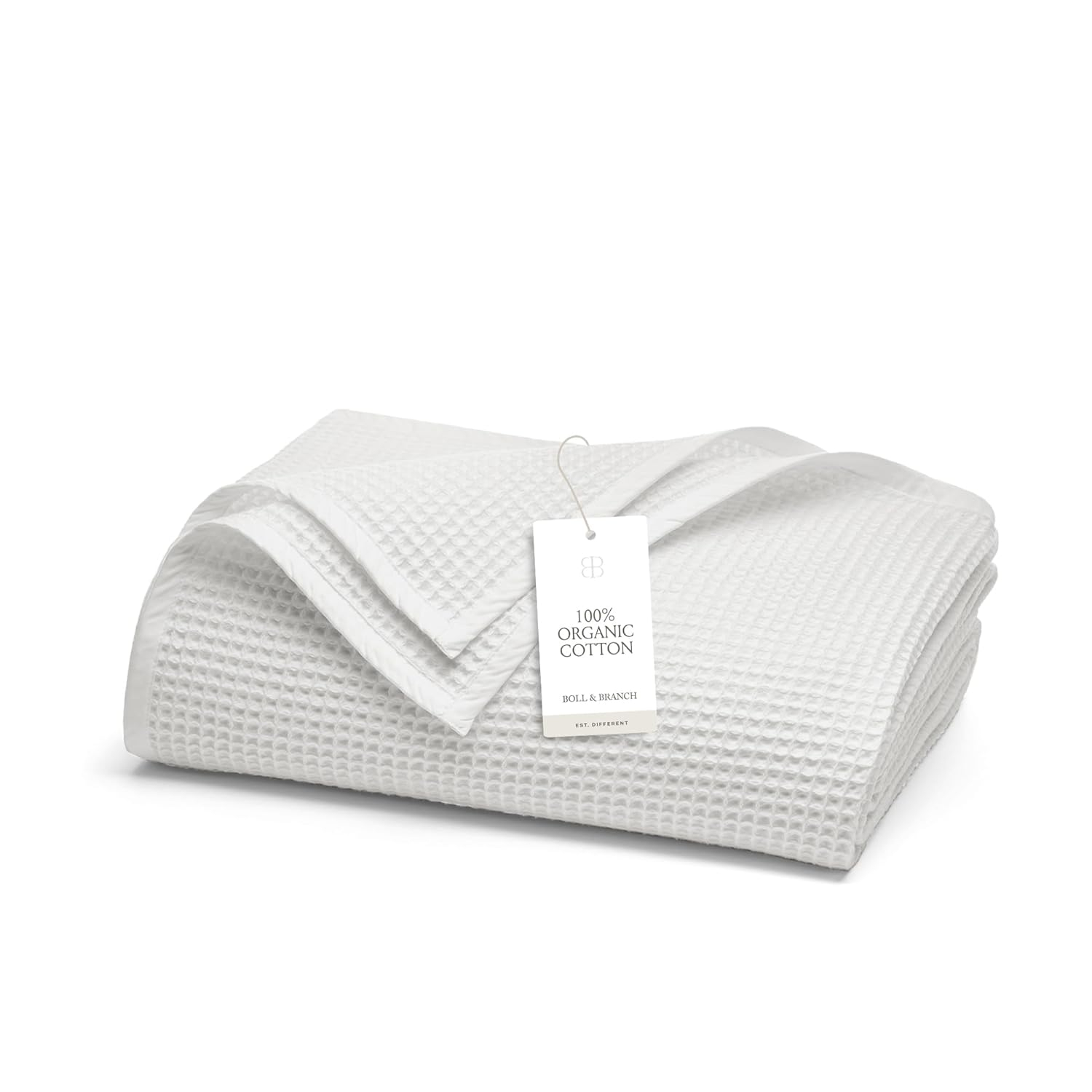 King White Organic Cotton Waffle Weave Throw Blanket