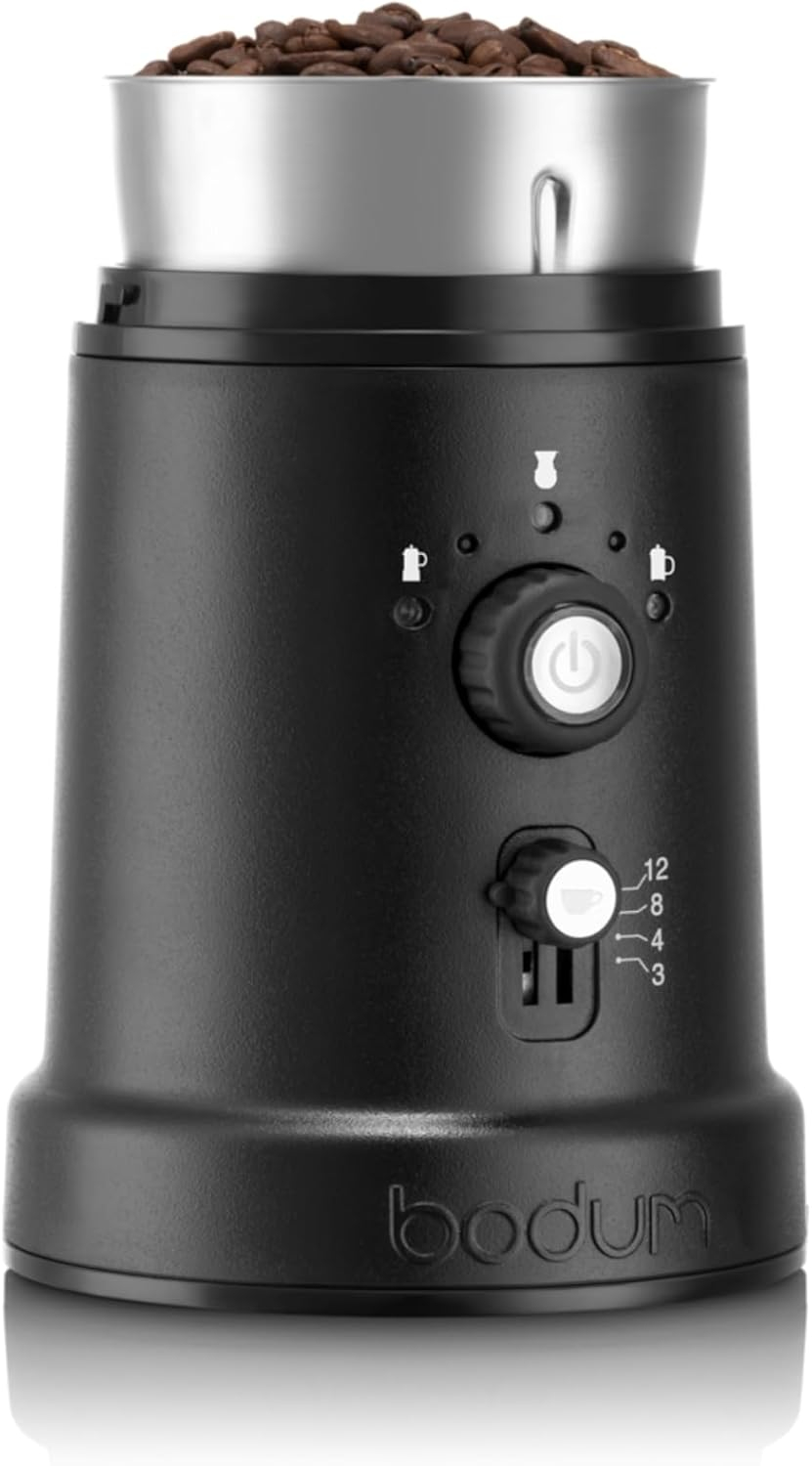 Bodum Bistro Electric Coffee Blade Grinder, Adjustable, 5 Grind Settings, 3 Ounces, Black