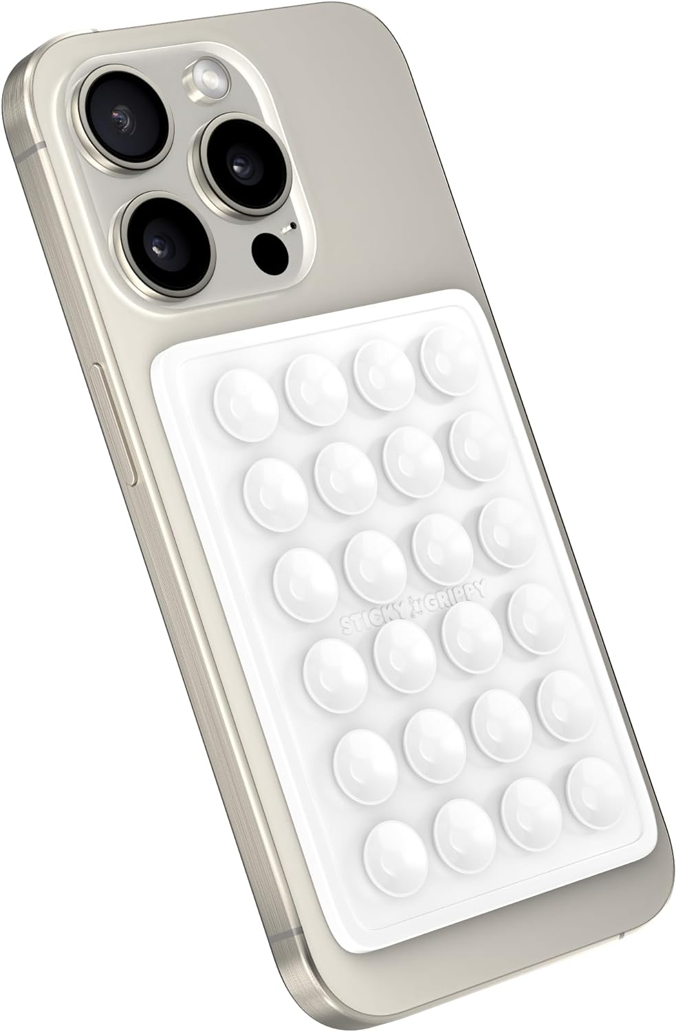 StickyGrippy Suction Mount for Phones, Hands-Free Mirror Holder with Silicone Grip, Compatible with iPhone & Android, White