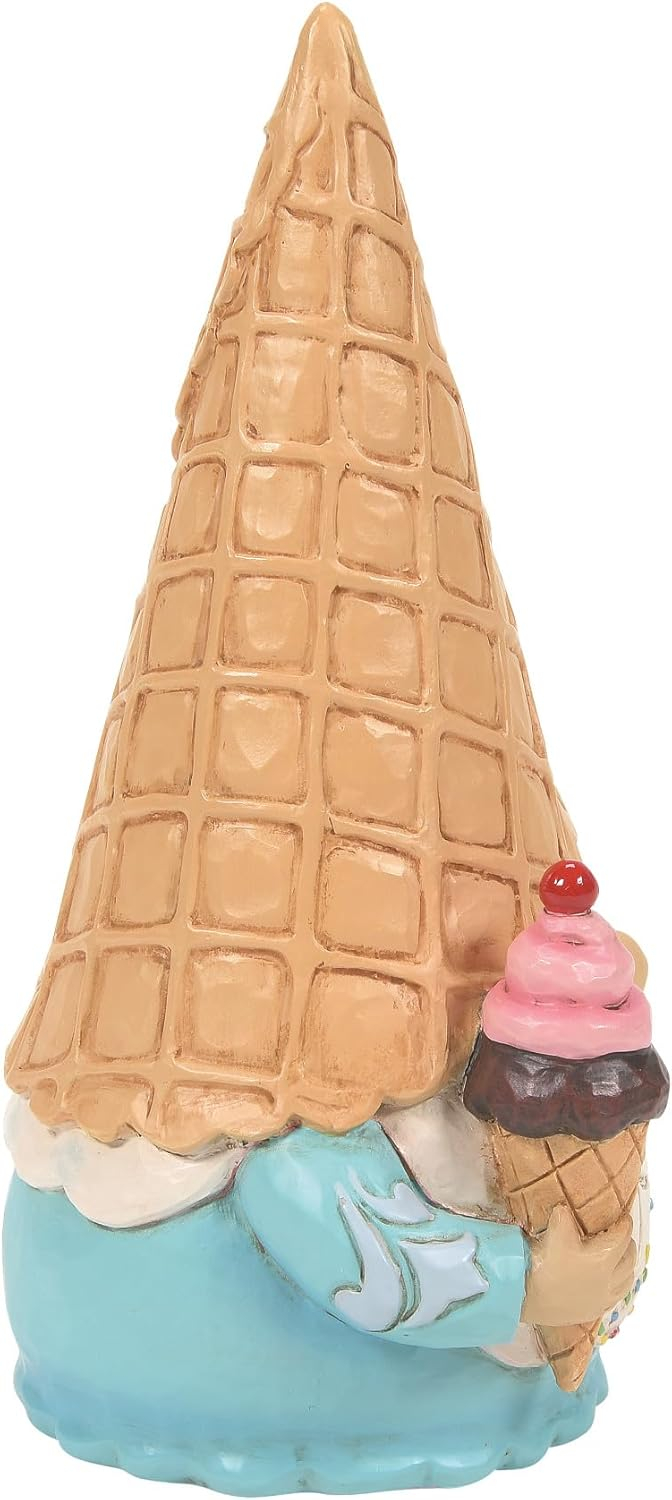 Enesco Jim Shore Heartwood Creek Ice Cream Soft Serve Gnome Figurine- Stone Resin Hand Painted Crafted Collectible Decorative Gnomes Figurines Home Decor Statue, 6.3 Inch