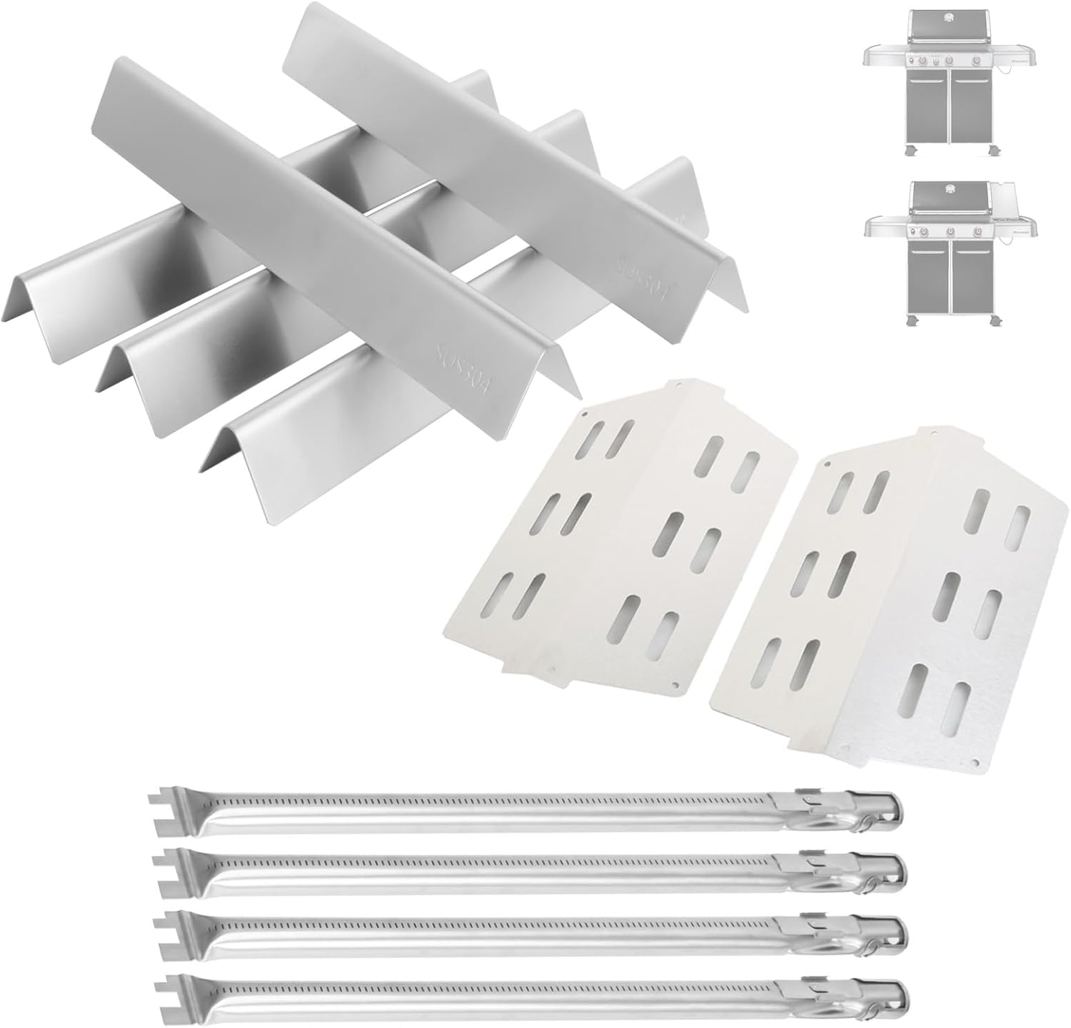 GasSaf 17.5 Grill Flavorizer Bars Heat Deflector for Weber Genesis Parts 310, Flavor Bar for Weber Genesis 300 310 320 330 EP310 EP320 EP330 (Front Knob 2011-Newer) Grill Parts Heat Plates 7620 7622