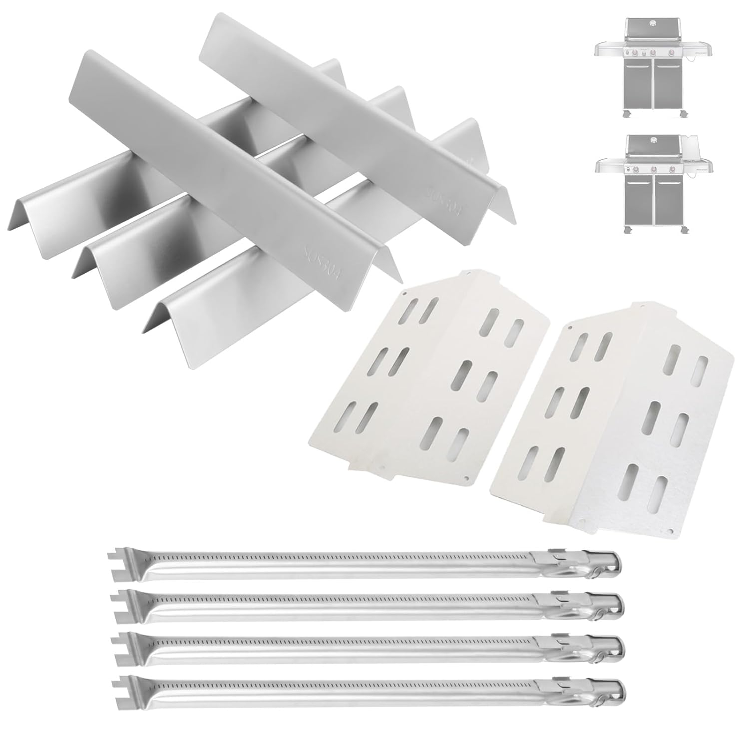 GasSaf 17.5 Grill Flavorizer Bars Heat Deflector for Weber Genesis Parts 310, Flavor Bar for Weber Genesis 300 310 320 330 EP310 EP320 EP330 (Front Knob 2011-Newer) Grill Parts Heat Plates 7620 7622