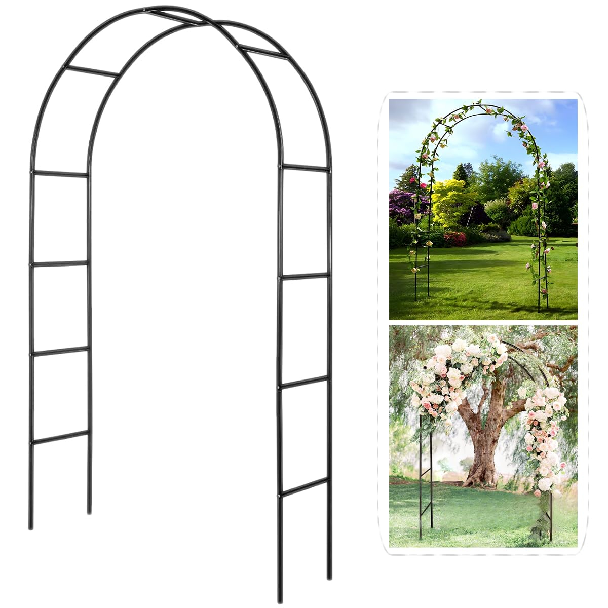 Metal Pergola Arbor,4.6 Feet Wide x7.9 Feet High Assemble Freely for Various Climbing Plant Wedding Garden Arch Bridal Party Decoration Wide Arbor