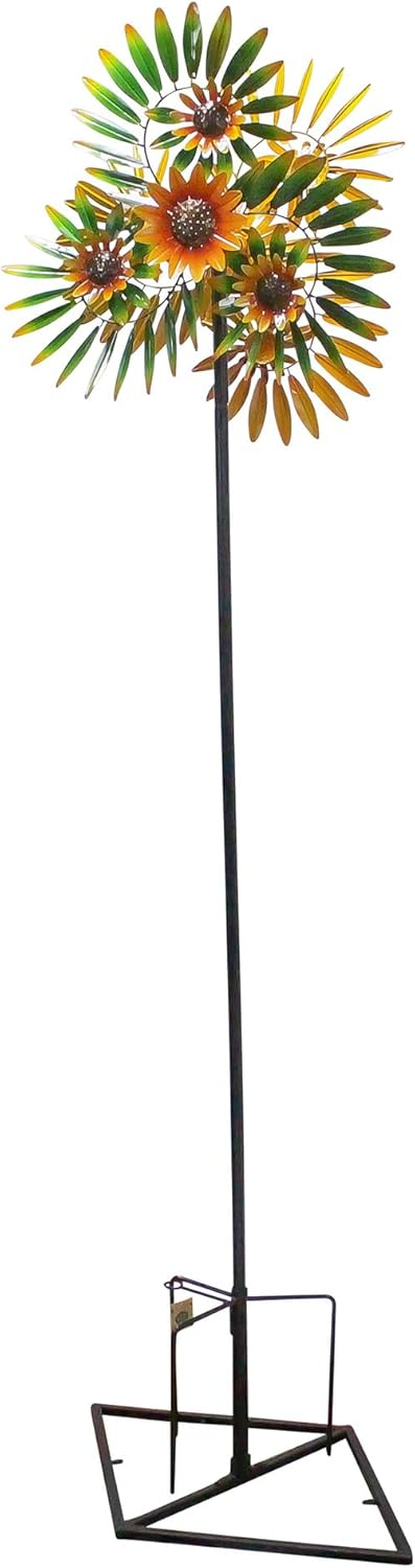 Red Carpet Studios Spinner Stake Flowers Yellow Green Leaves