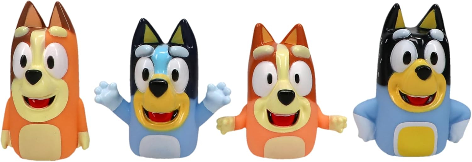 Bluey Jumbo Finger Puppets Set, Multicolor PVC Bath Toys