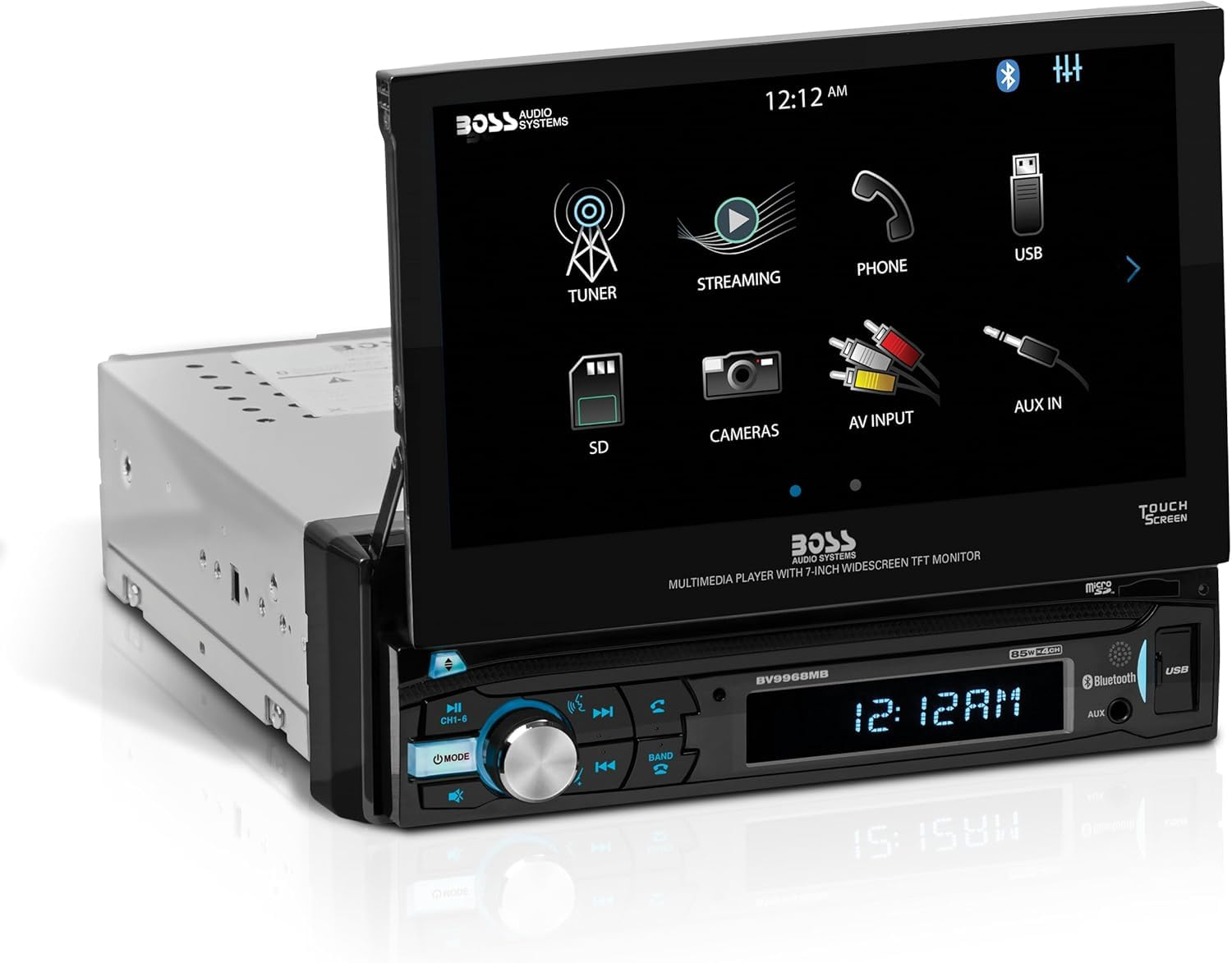 BOSS Audio Systems BV9968MB Car Stereo – Single Din, 7 inch Touchscreen, Bluetooth, No CD DVD Player, AM/FM Radio Receiver