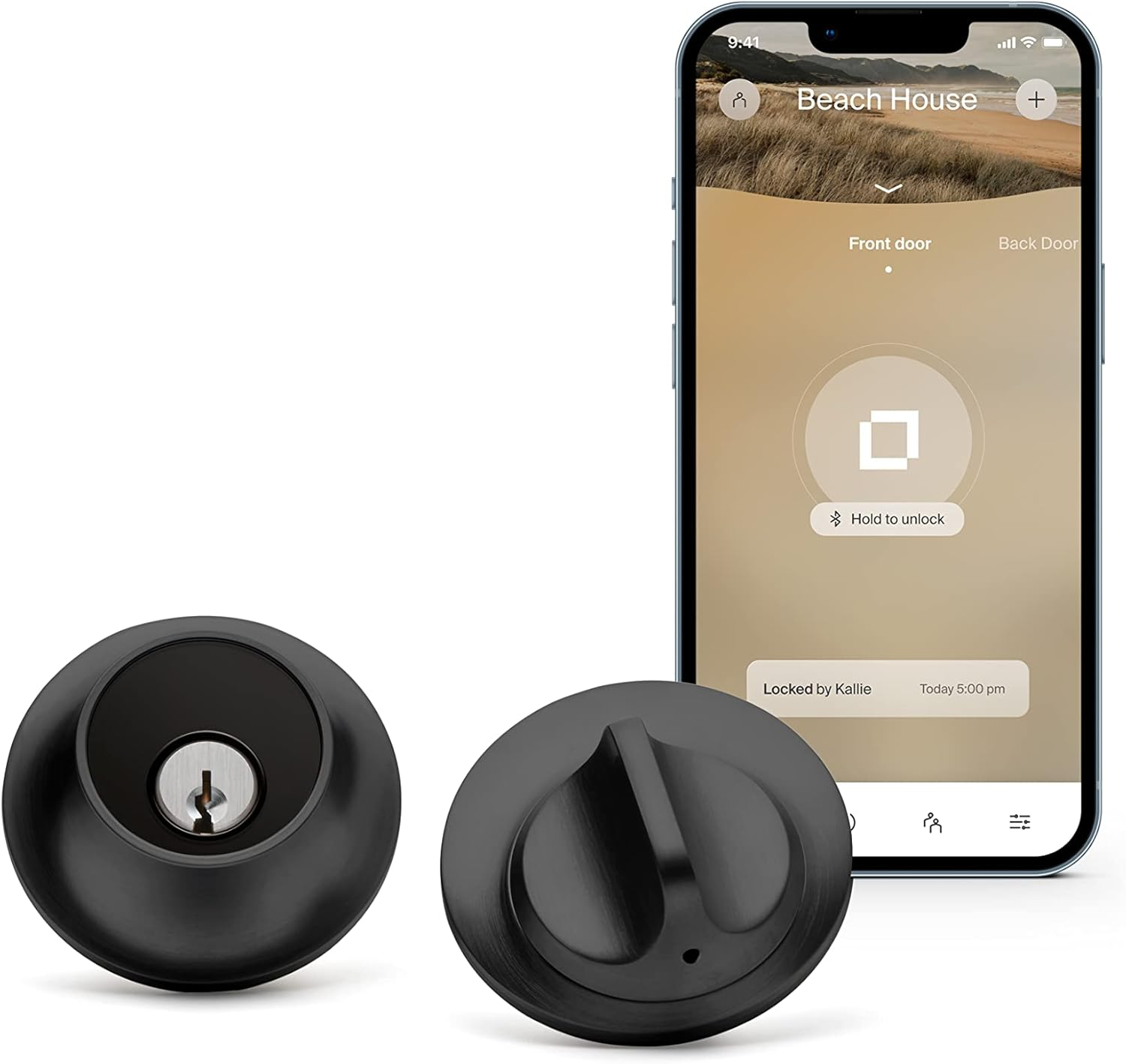 Level Lock Smart Lock, Keyless Entry, Smartphone Access, Bluetooth Enabled, Works with Apple HomeKit - Matte Black