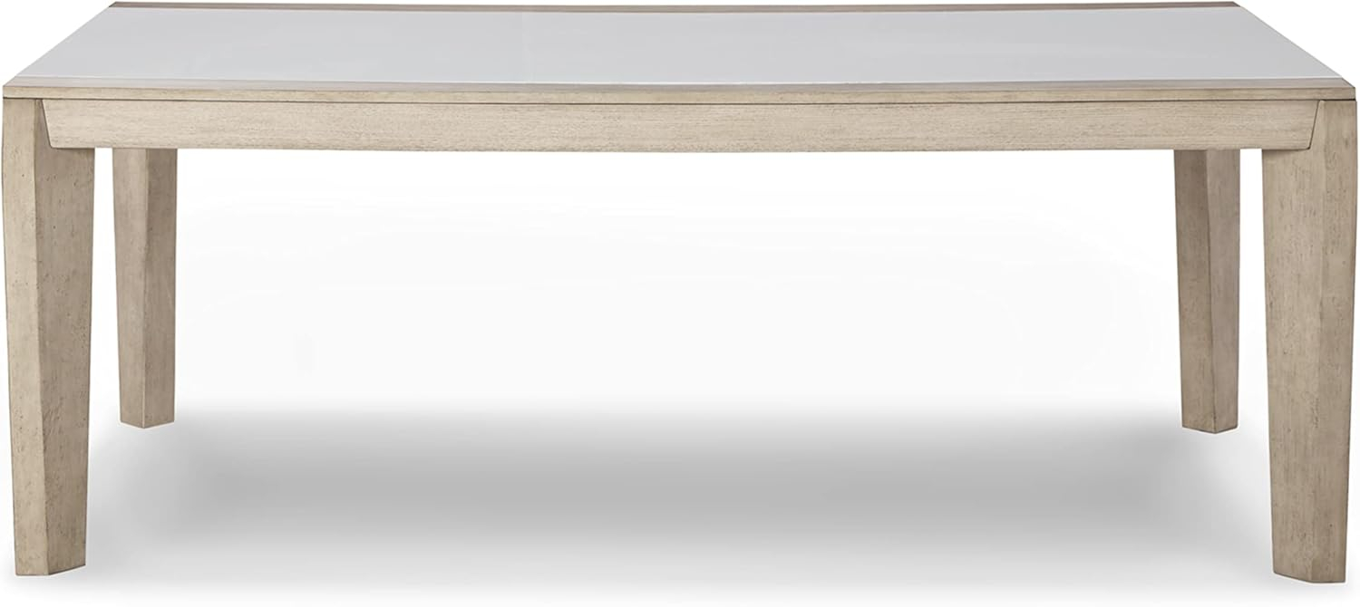 Contemporary Beige & White Wood Dining Table with Acrylic Insert