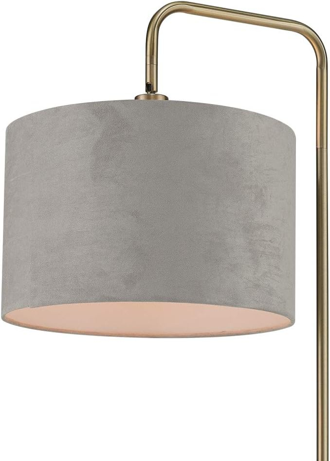 Globe Electric Barden 58" Brass Floor Lamp with Light Gray Velvet Shade, 67398