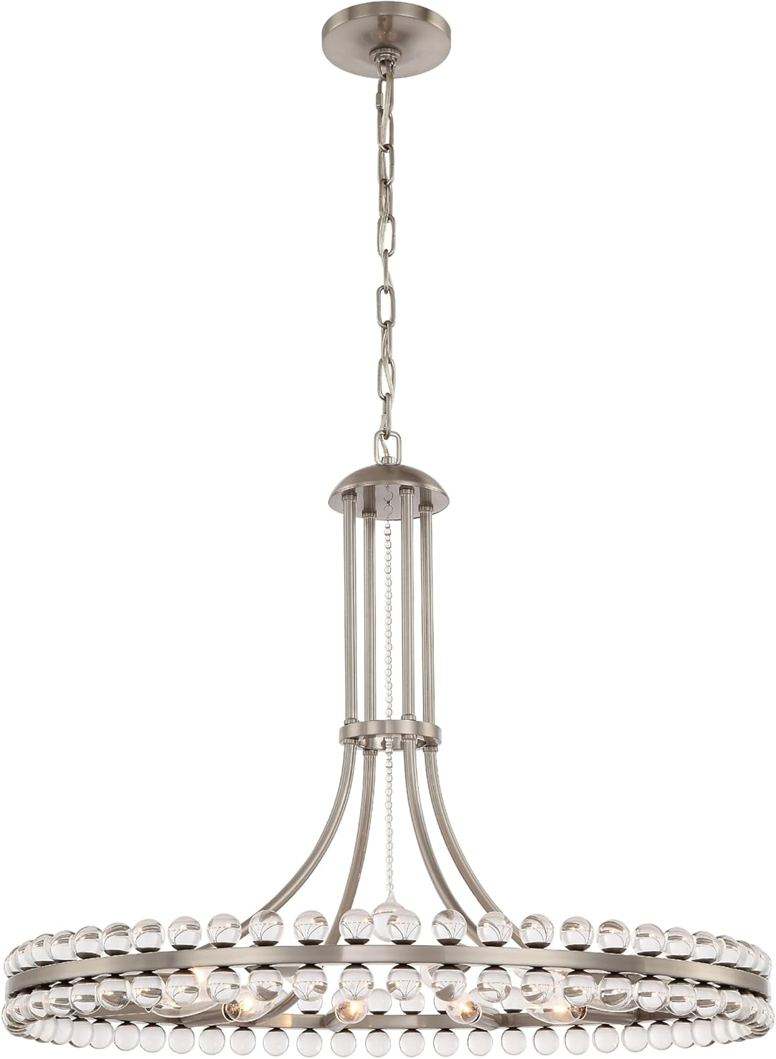 Brushed Nickel and Glass 12-Light Chandelier