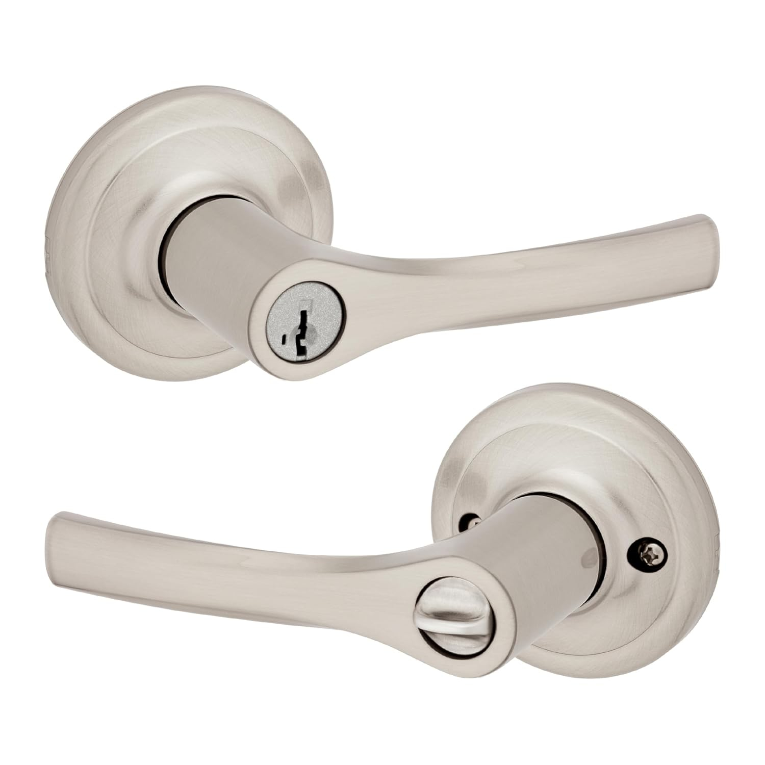Kwikset 405Hyl-S Henley Single Cylinder Keyed Entry Door Lever Set - Nickel