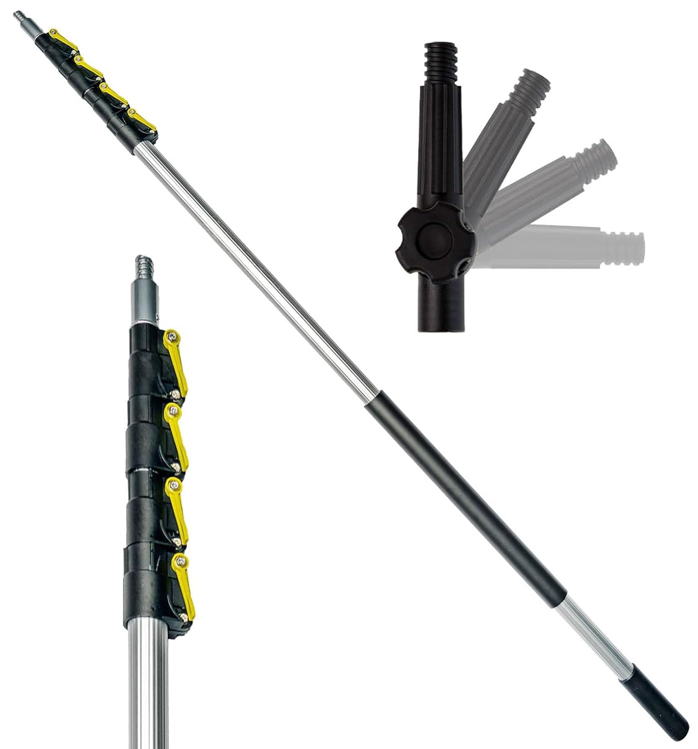DOCA Telescoping Pole 5-12 Ft - Extension Pole for Cleaning, Feather Duster, Window Washing Kit, Paint Roller, Window Squeegee - High Reach Extendable Kit for Indoor & Outdoor - Pole Only