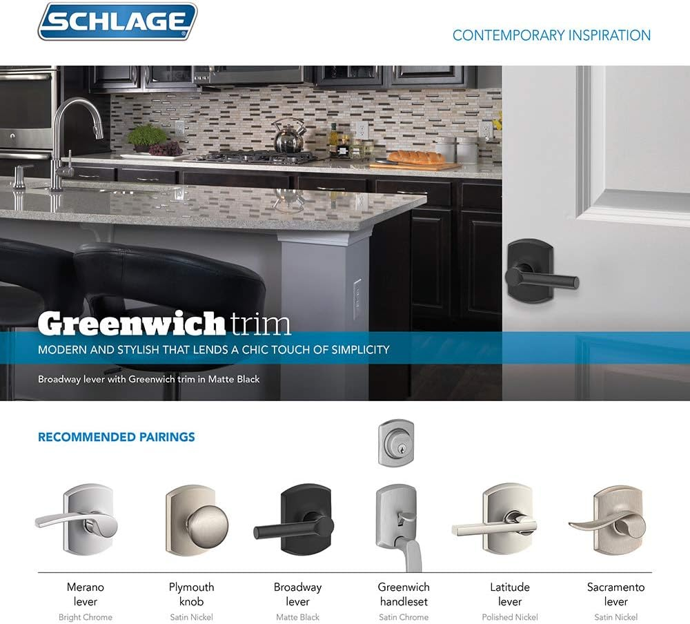 Schlage B60n-Grw Single Cylinder Keyed Entry Deadbolt - Black