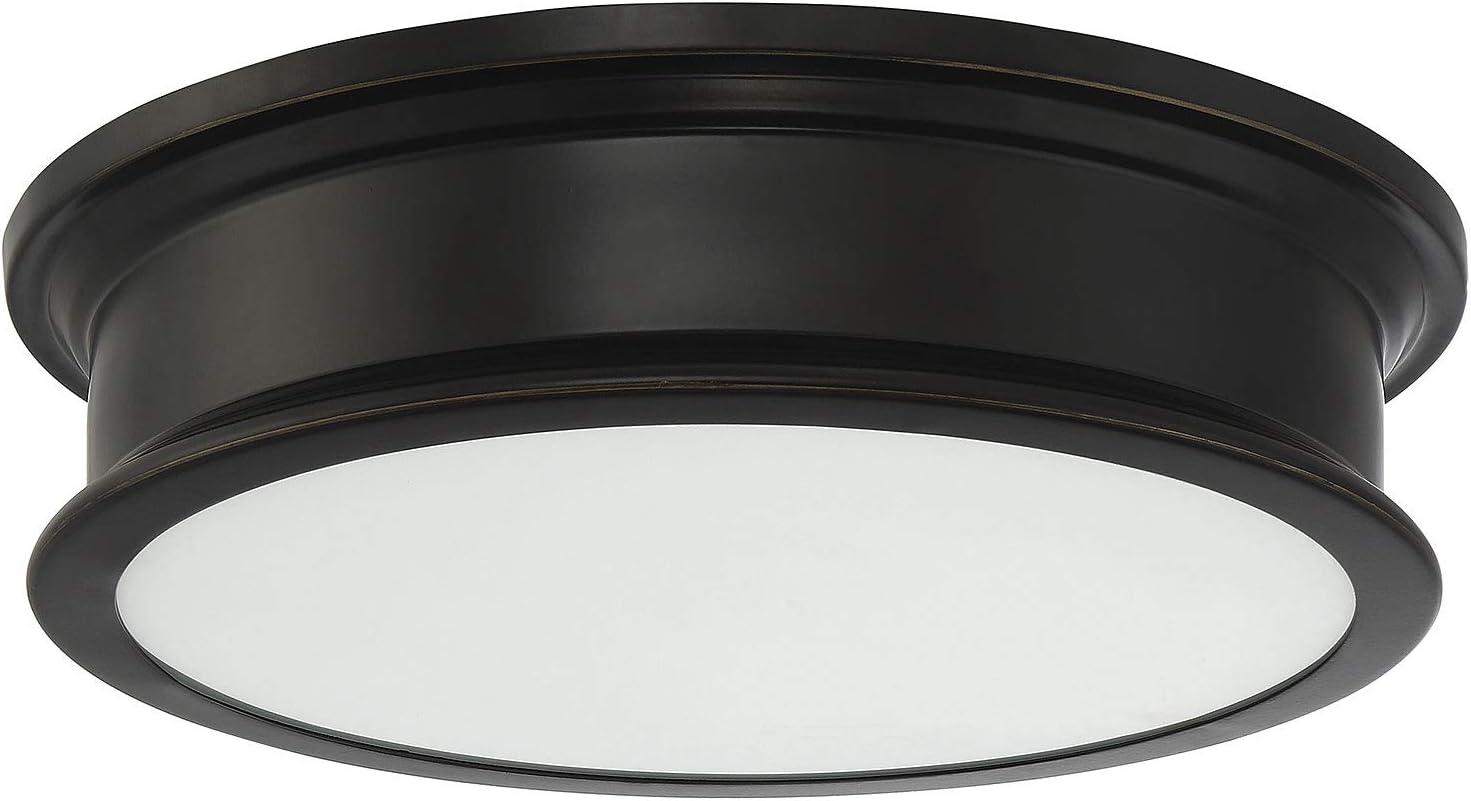 Savoy House 6-133-16-44 Watkins Bohemian Industrial White Opal Glass Drum Flush Mount, 3-Light 180 Total Watts, 4" H x 16" W, Classice Bronze