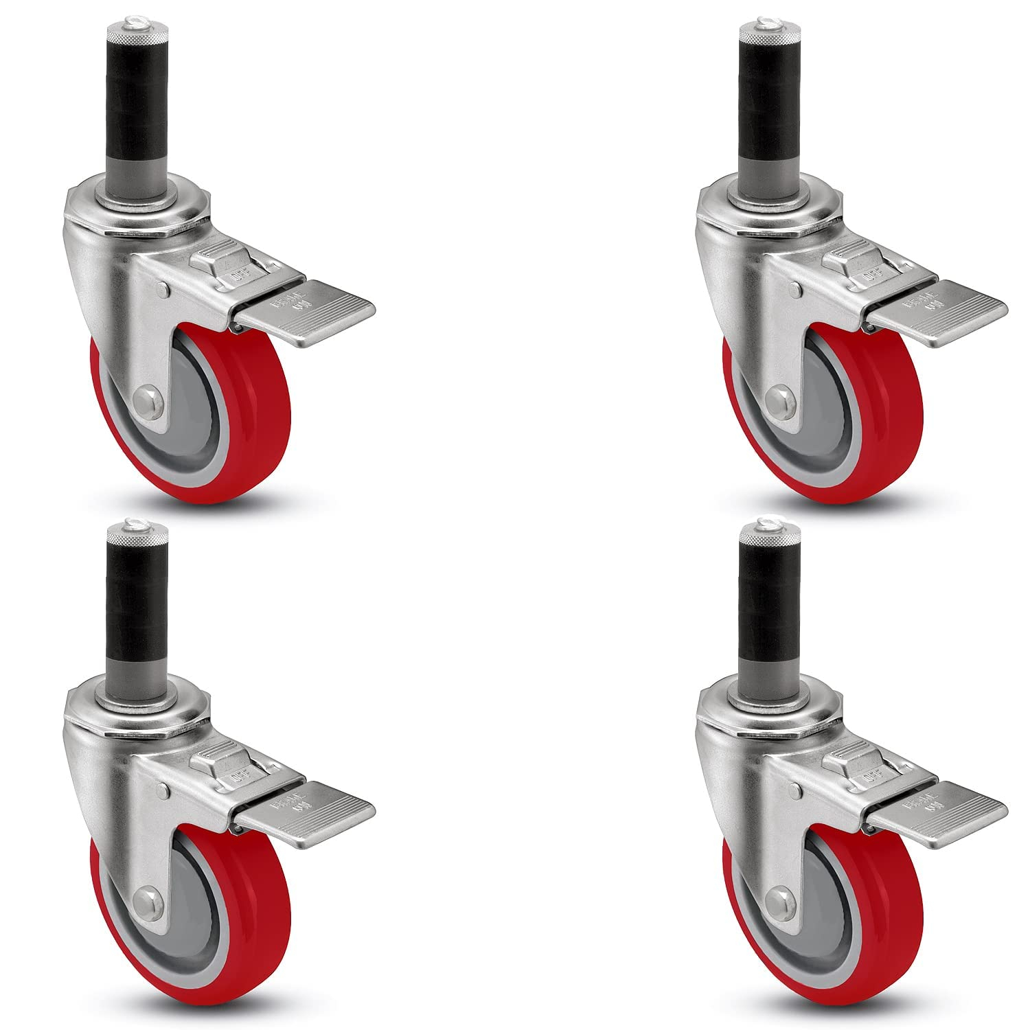 CasterHQ - 3 INCH Caster Wheel Set for Commercial Kitchen PREP Tables, Total Locking CASTERS