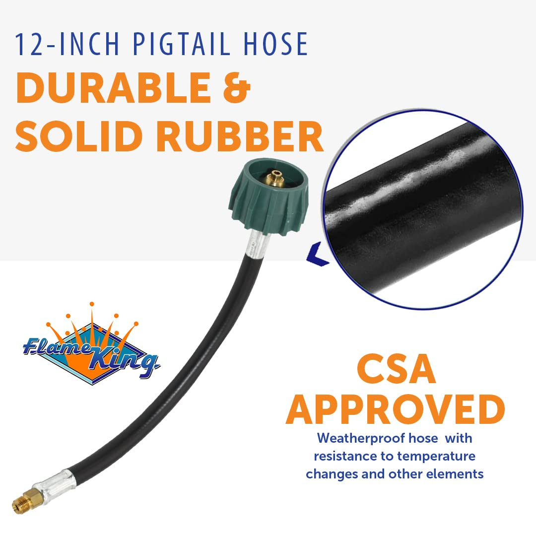 12-inch Black and Green Propane Tank Pigtail Hose Connector