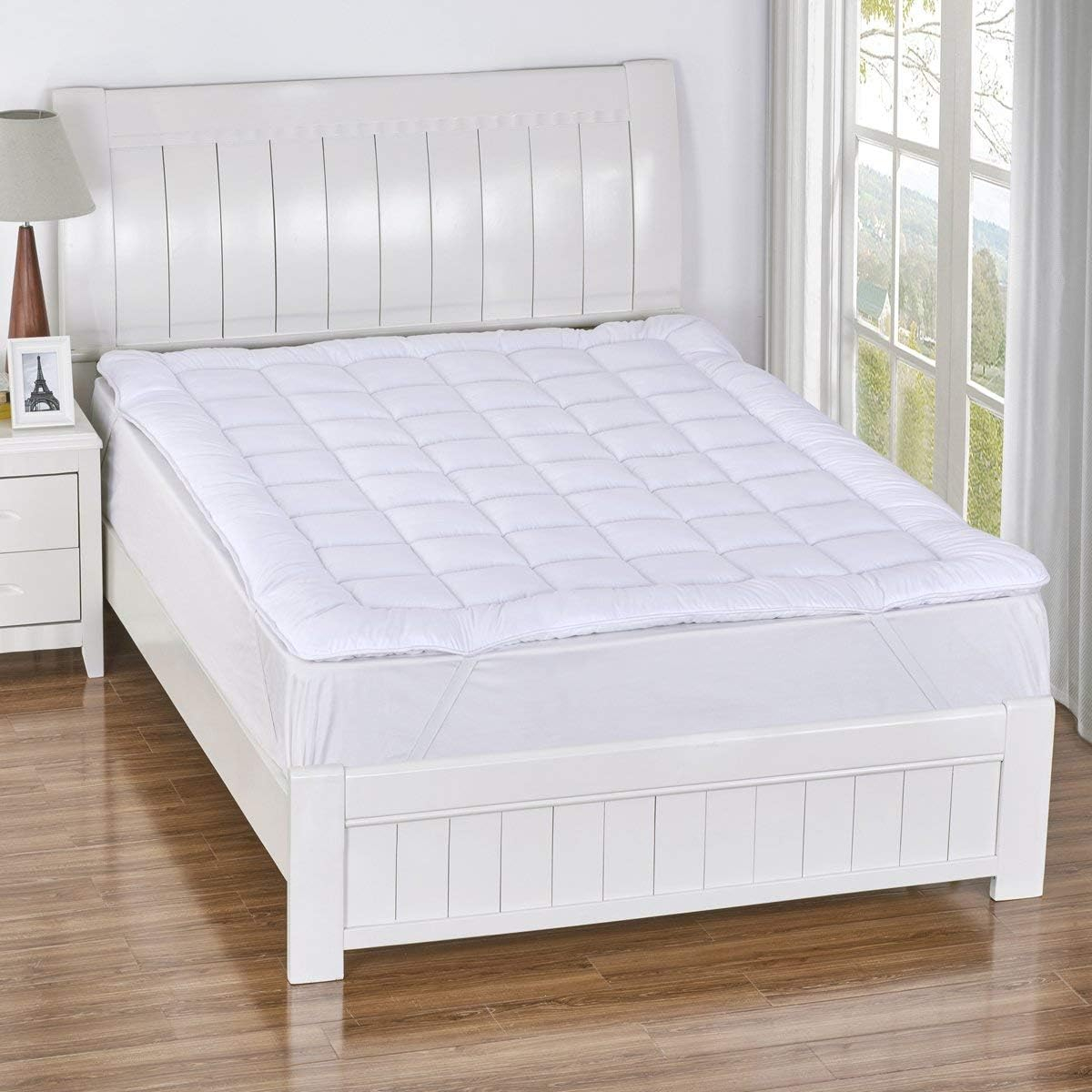 Royal Hotel Bedding Plush Mattress Topper, Twin, 2 Inches Hypoallergenic Overfilled Down Alternative Anchor Bands Mattress Topper