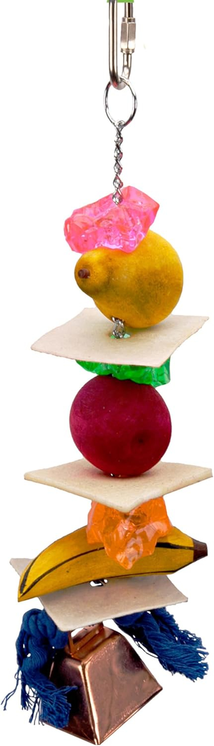 Penn-Plax Bird-Life Fruit Kabob Bird Toy with Bell – Various Textures, Materials, and Colors – Great for Parrots and Large Birds – Extra Large
