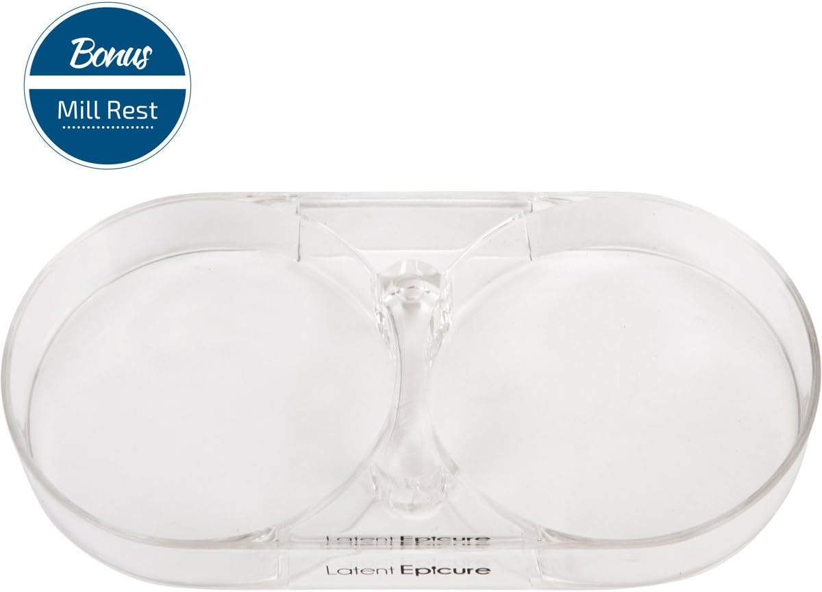 Electric Salt and Pepper Grinder Set - Battery Operated, Stainless Steel Shakers with Adjustable Fine & Coarseness, One Handed Operation, LED Light & Complimentary Mill Rest Tray