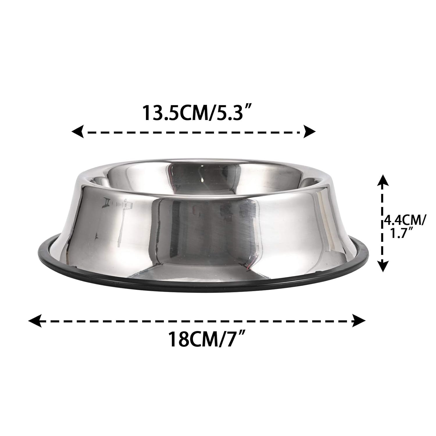 2 pack stainless steel dog bowl with non slip rubber base for small/medium/large pets, perfect dishes, pet feeder bowl and water bowl, suitable for puppies, kittens, and kittens (8 oz)