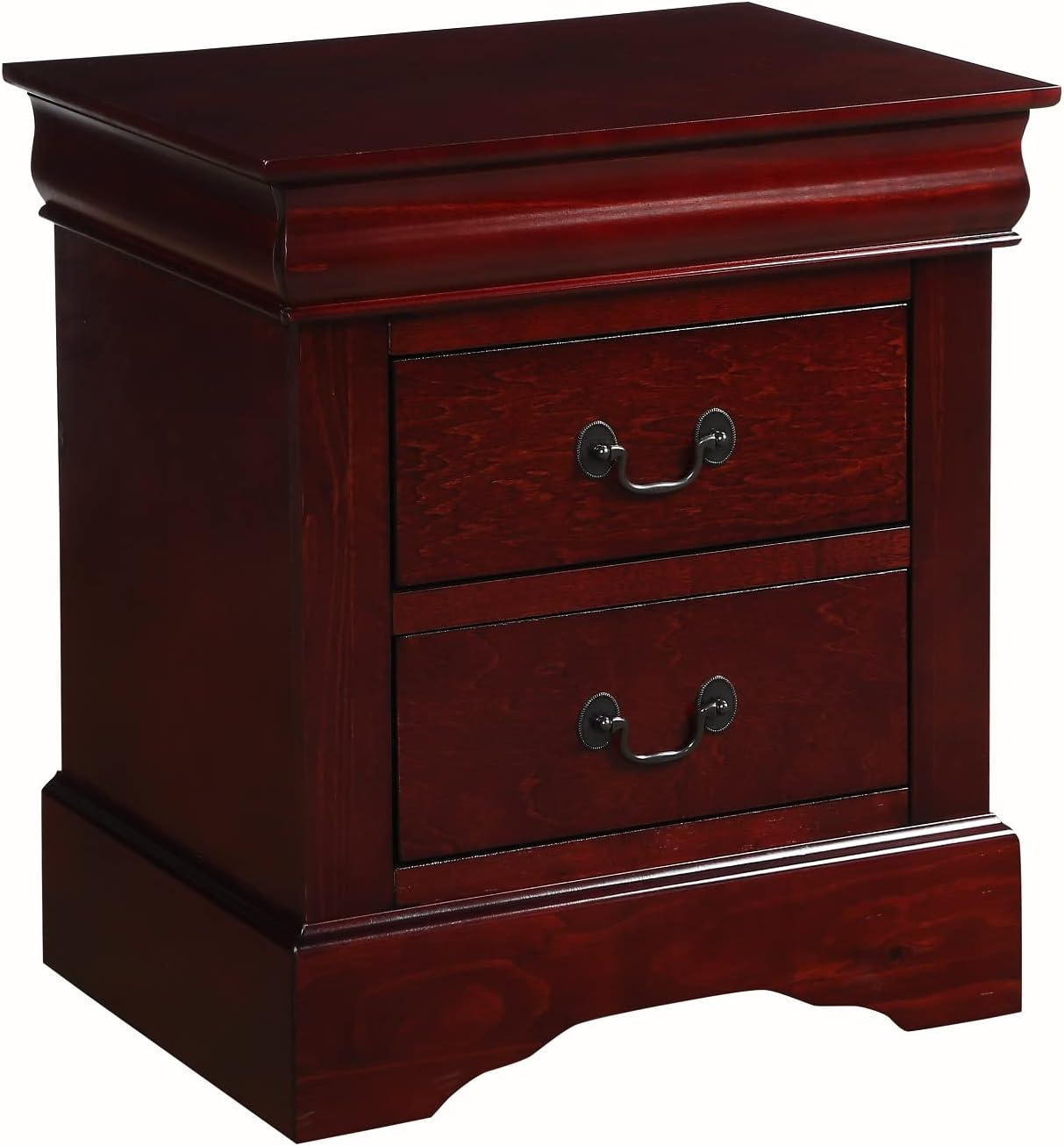 Benzara Traditional 2 Drawers wood Nightstand By Louis Philippe III, Brown