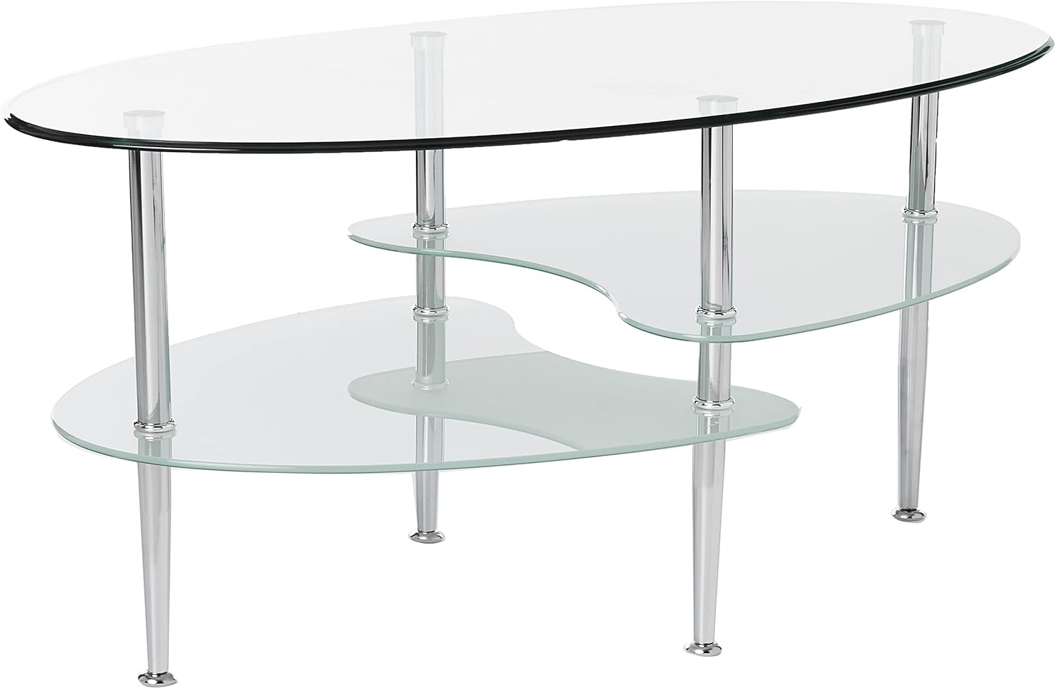 Walker Edison Mid-Century Modern Oval Glass Coffee Table