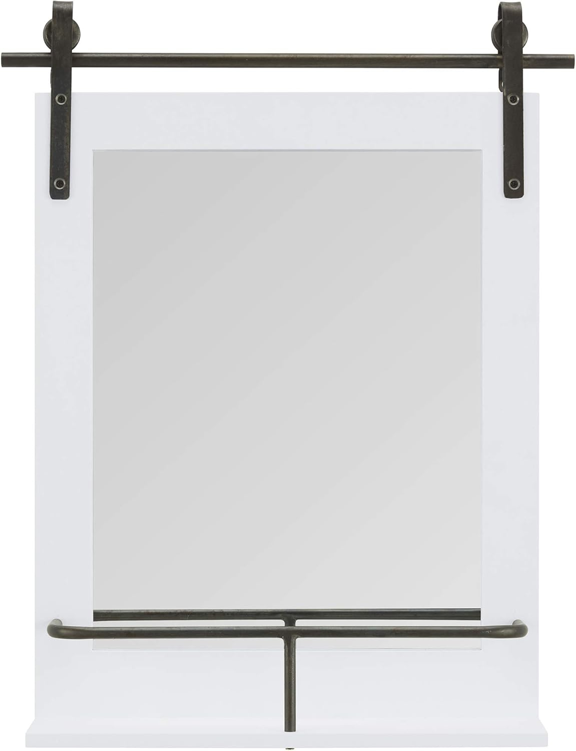 FirsTime & Co. White Ingram Barn Door Wall Mirror With Shelf, Farmhouse, Rectangular, 19.75 x 4.5 x 24.75 in