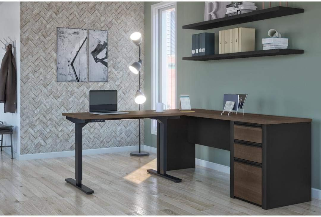 Bestar Connexion 2 Piece Standing Desk Set in Antigua and Black
